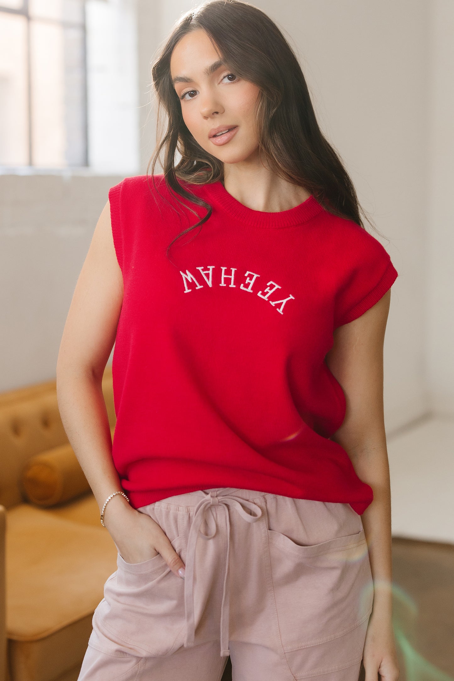 YEEHAW Loose Short Sleeve Sweater