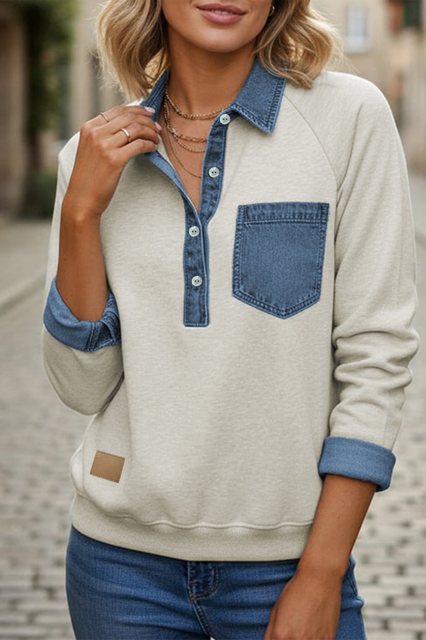 Denim/ Grey Pullover