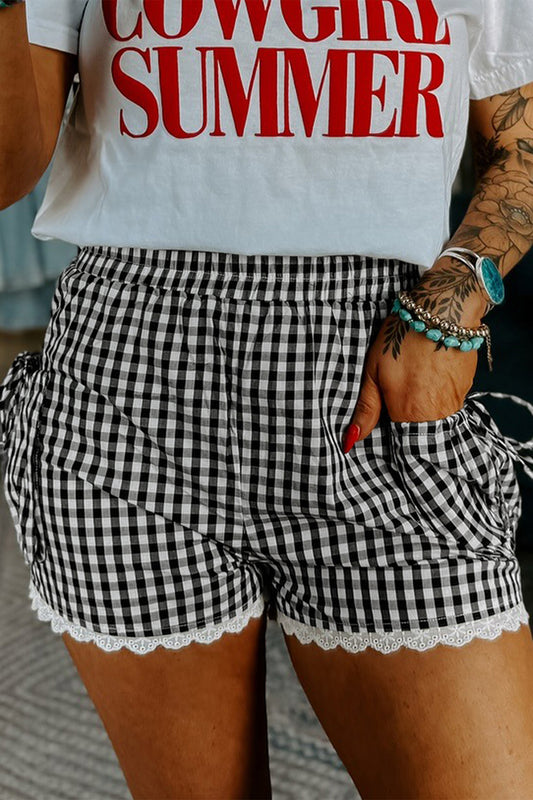 Gingham & Lace Shorts