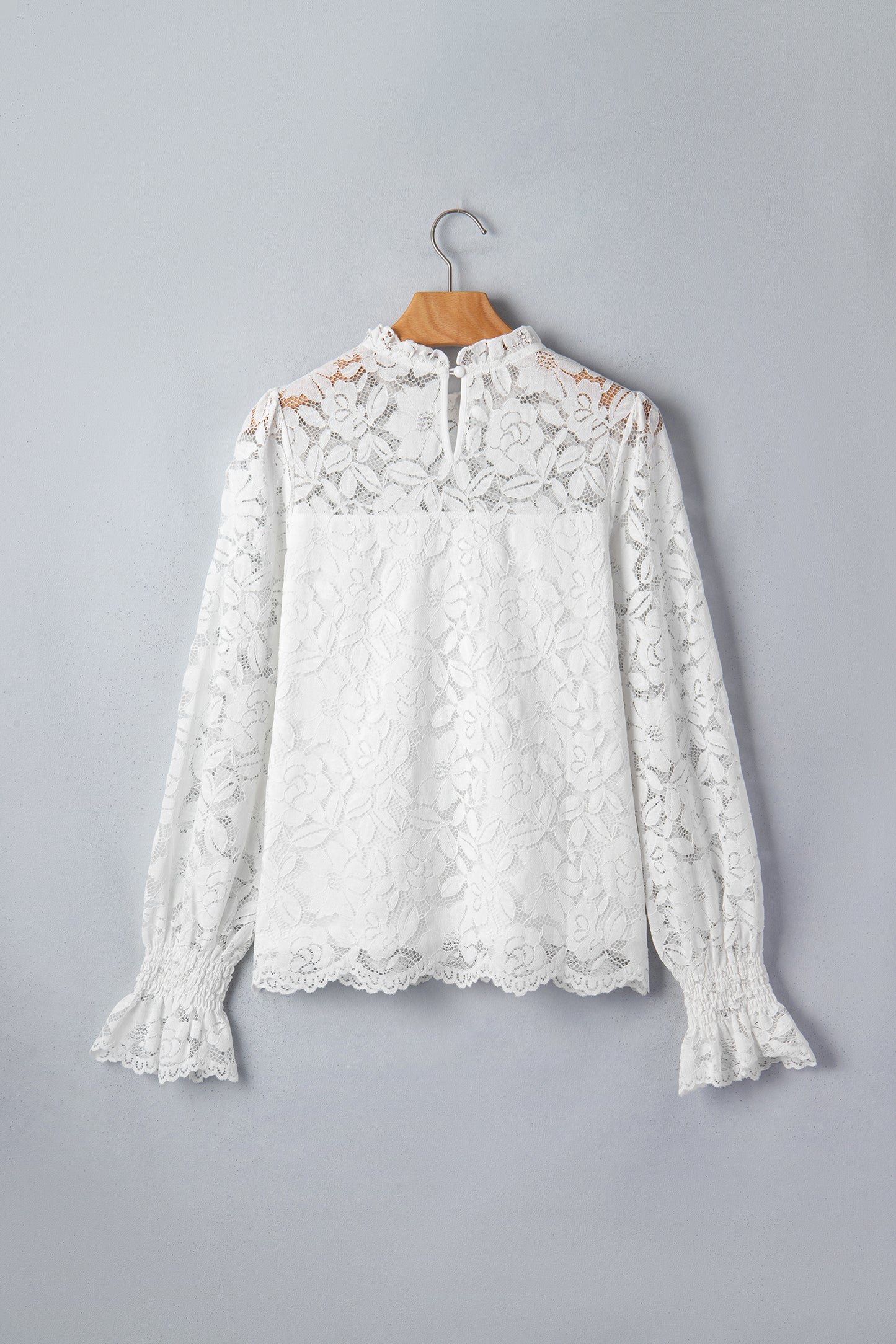 Ruffled Sheer Lace Blouse