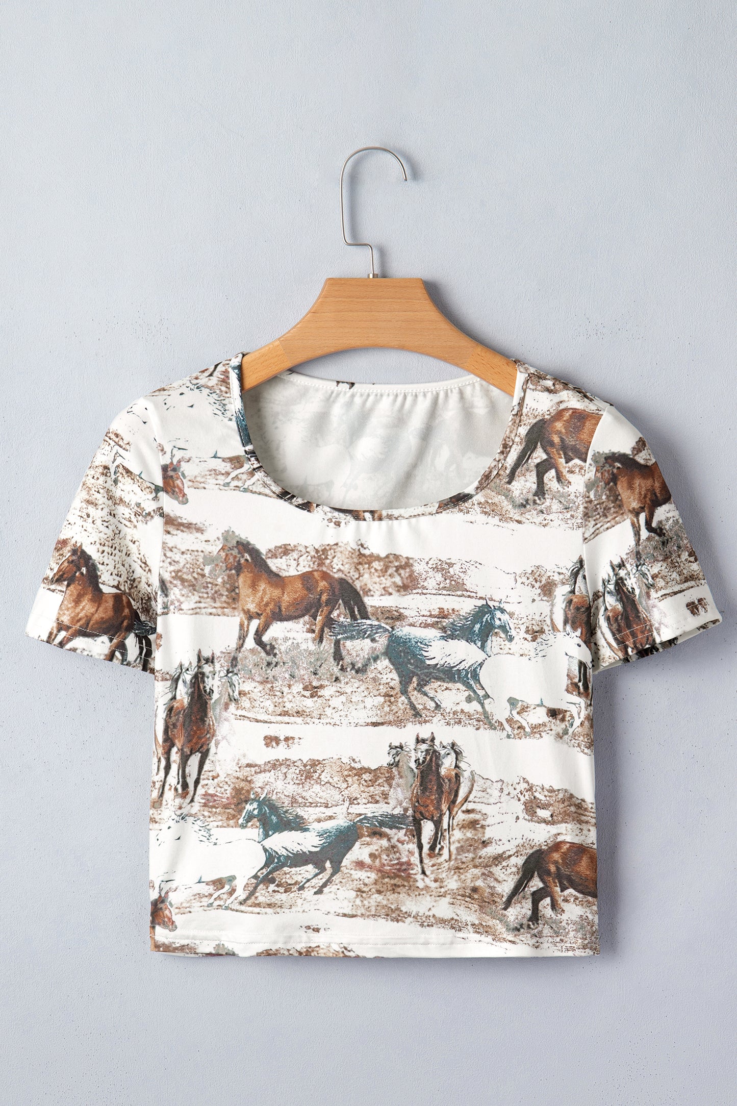 Galloping Horses Printed Slim Fit T Shirt