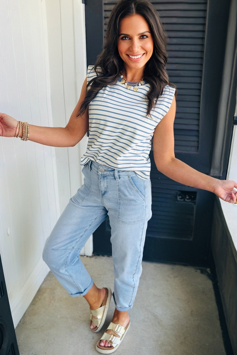 High Rise Barrel Relaxed Pocket Jeans
