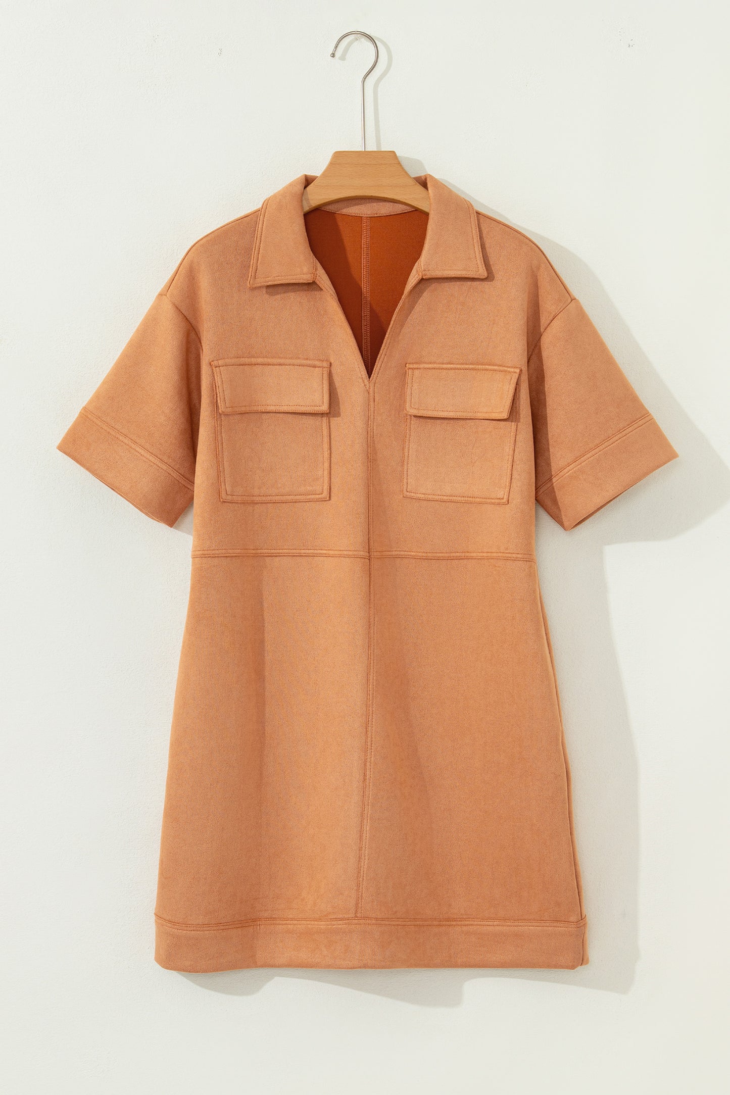 Faux Suede Short Sleeve Mini Dress