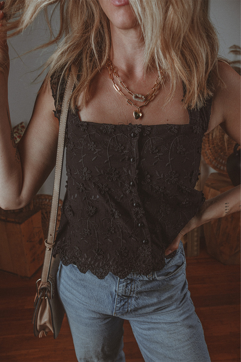 Floral Embroidered Tank Top