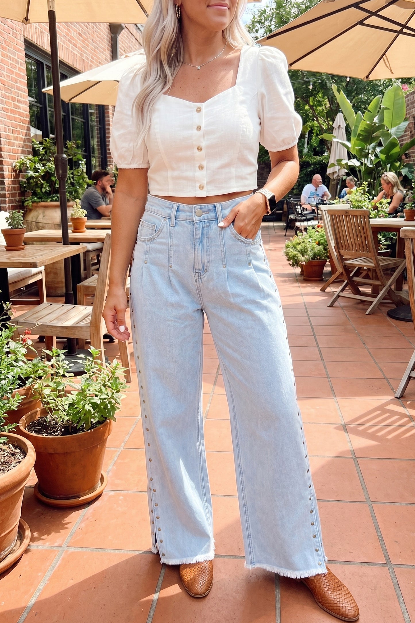 Studded Wide Leg Jeans