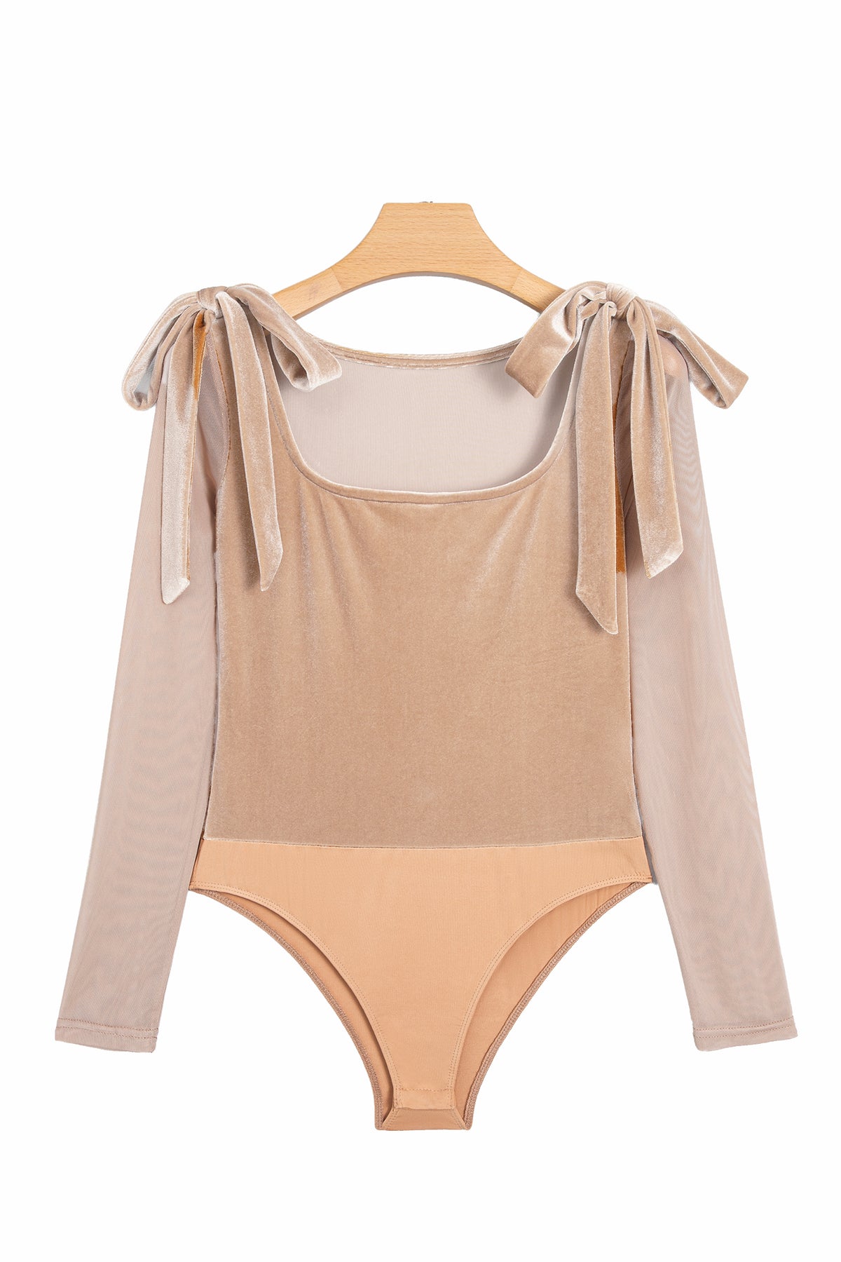 Beige Velvet Bodysuit