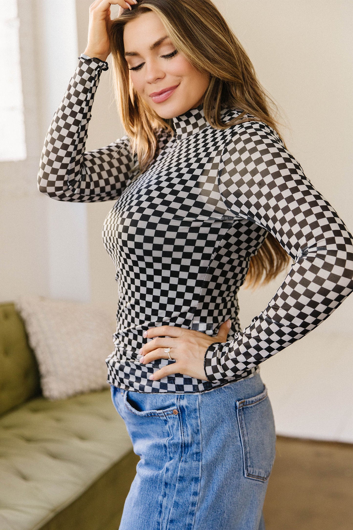 Long Sleeve Mesh Top