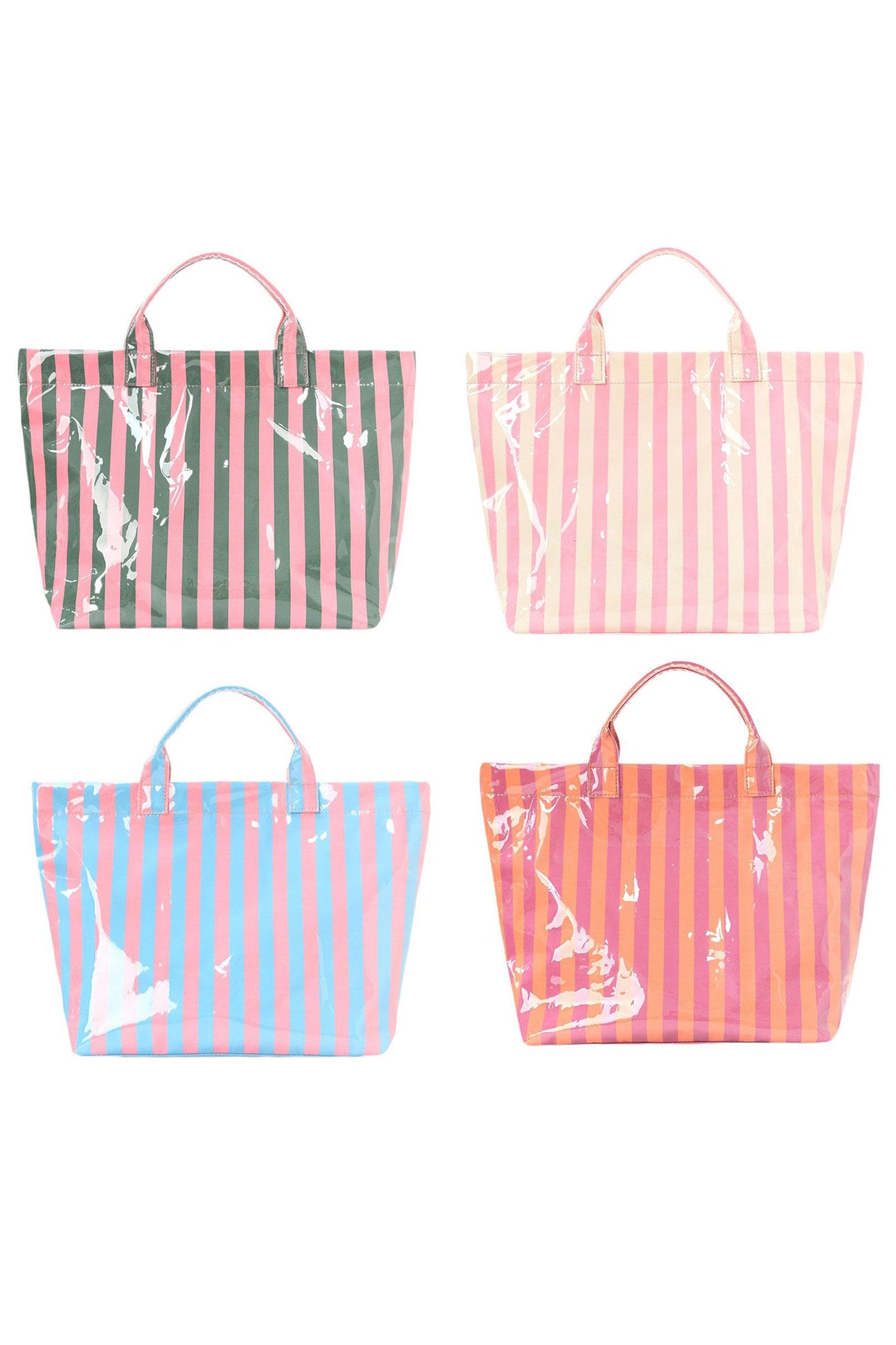 Color black Glossy Striped Vinyl Large Tote Bag (Color Varied)