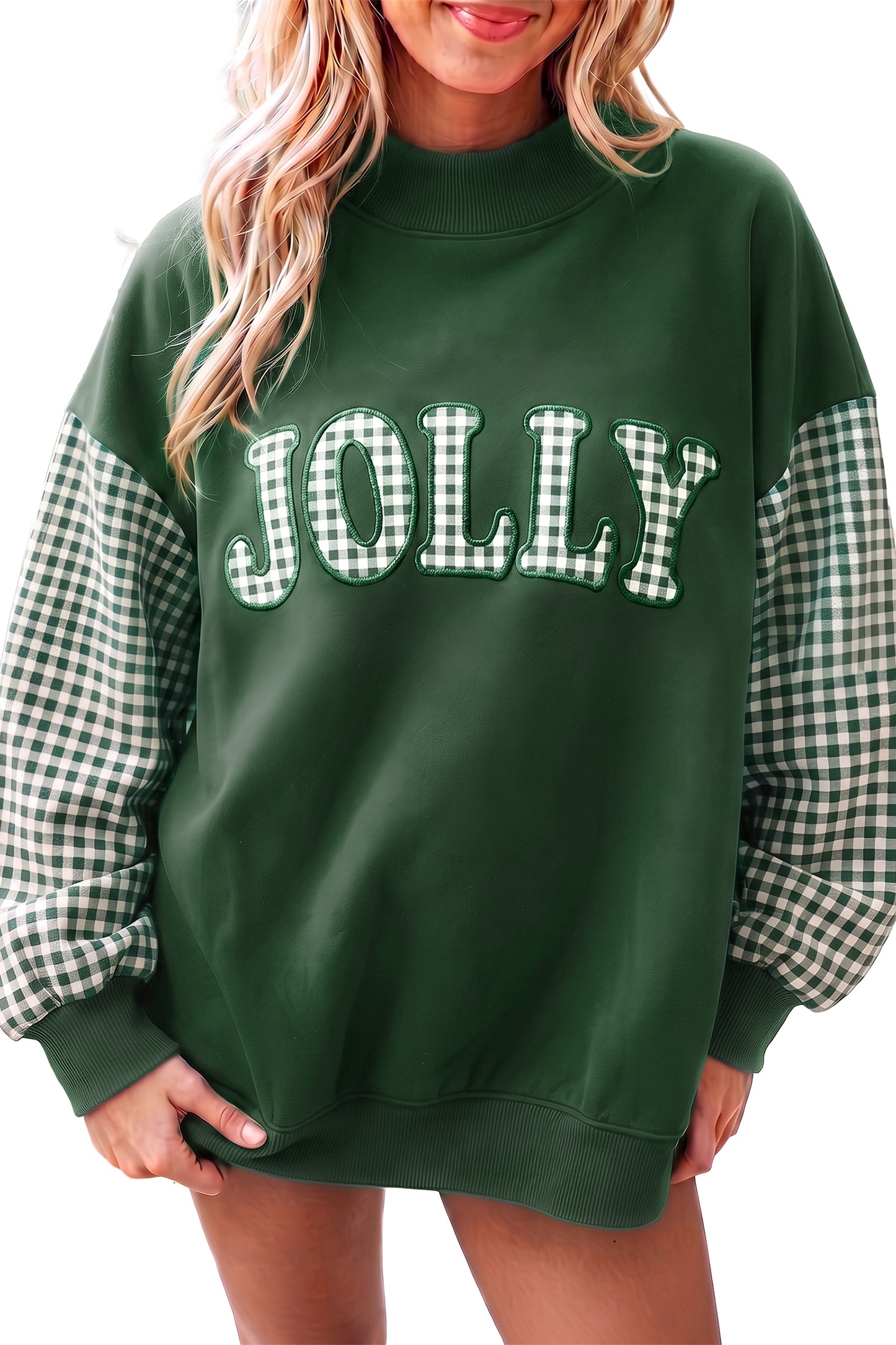 Gingham Plaid Oversized Pullover Sweatshirt