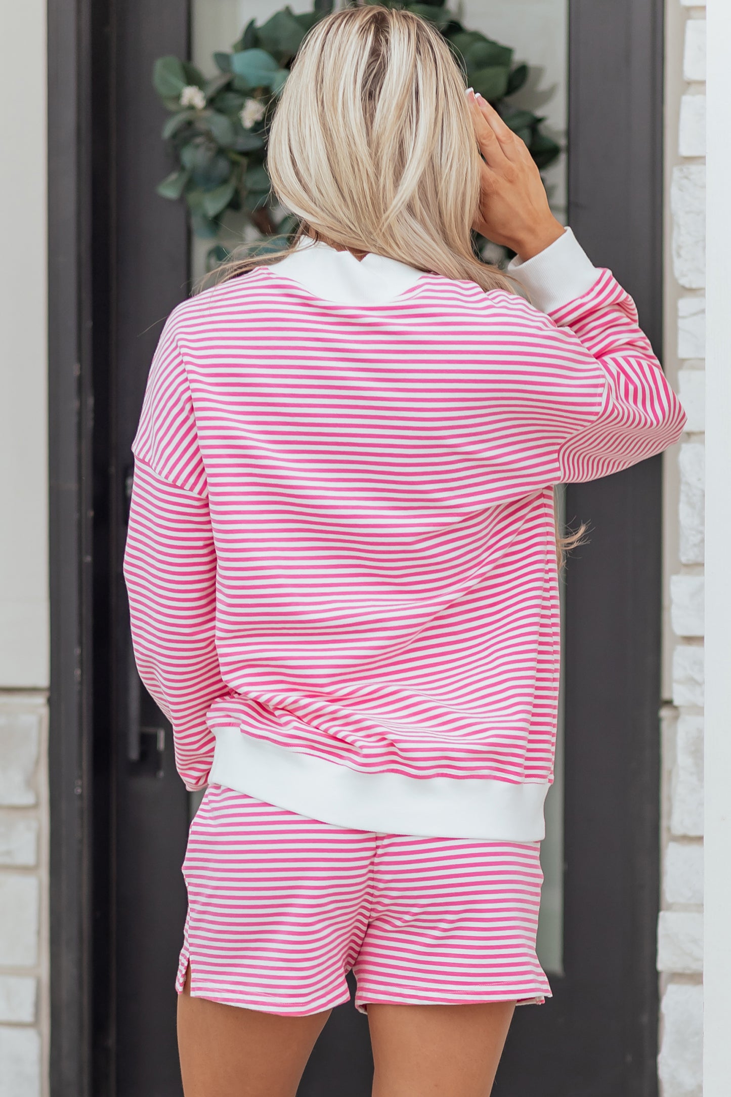 Oversize Mock Neck Sweatshirt and Shorts Set
