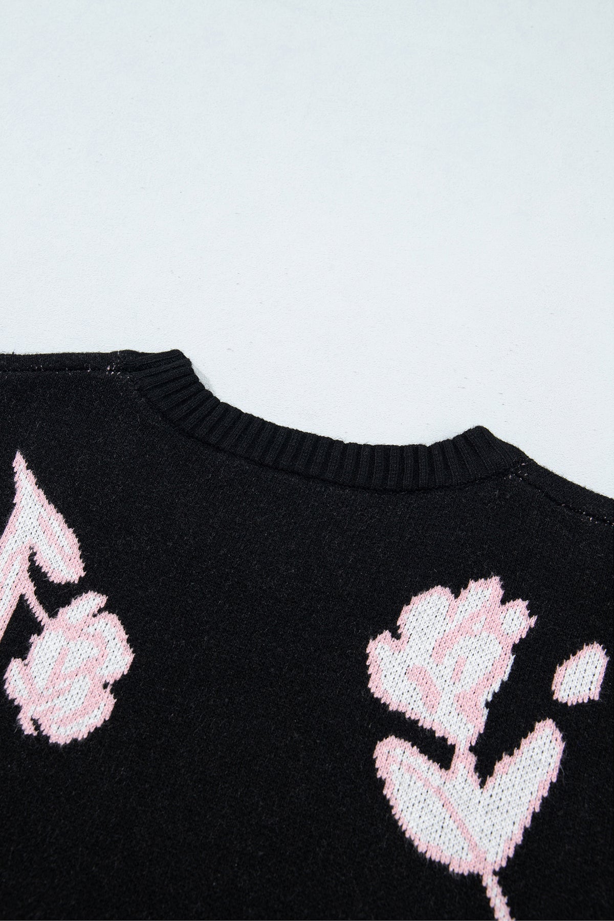 Floral Pattern Puff SleeveSweater