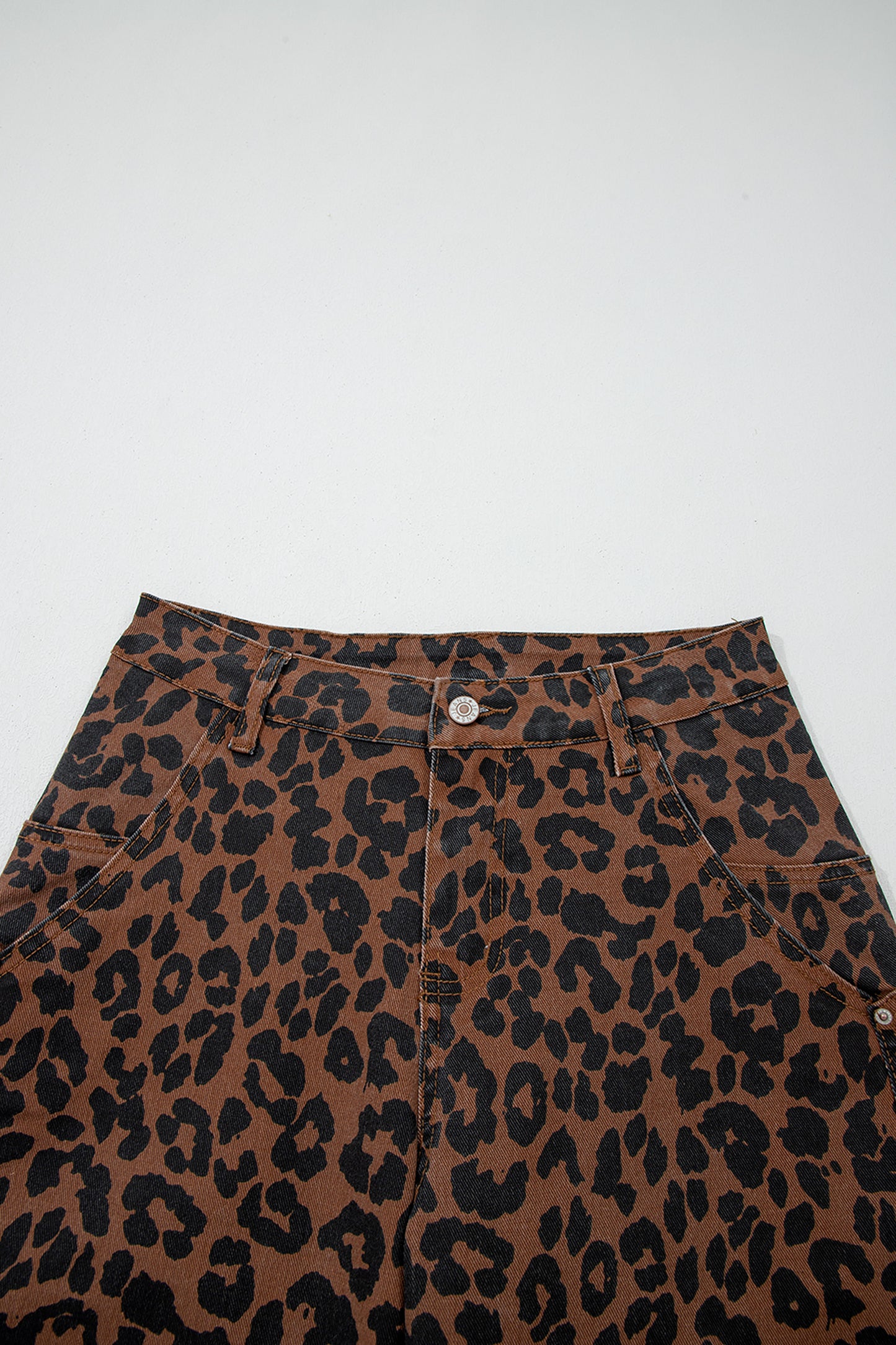 Patchwork Leopard Print Barrel Jeans