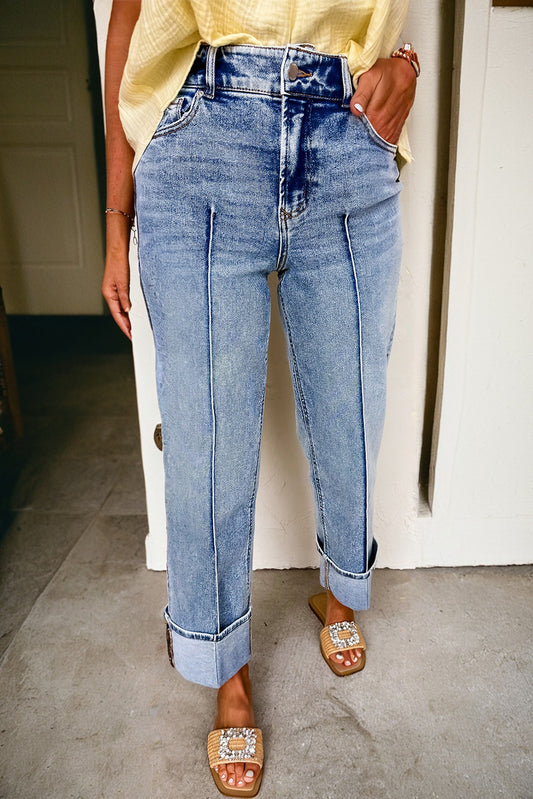 Cuffed High Waist Jeans