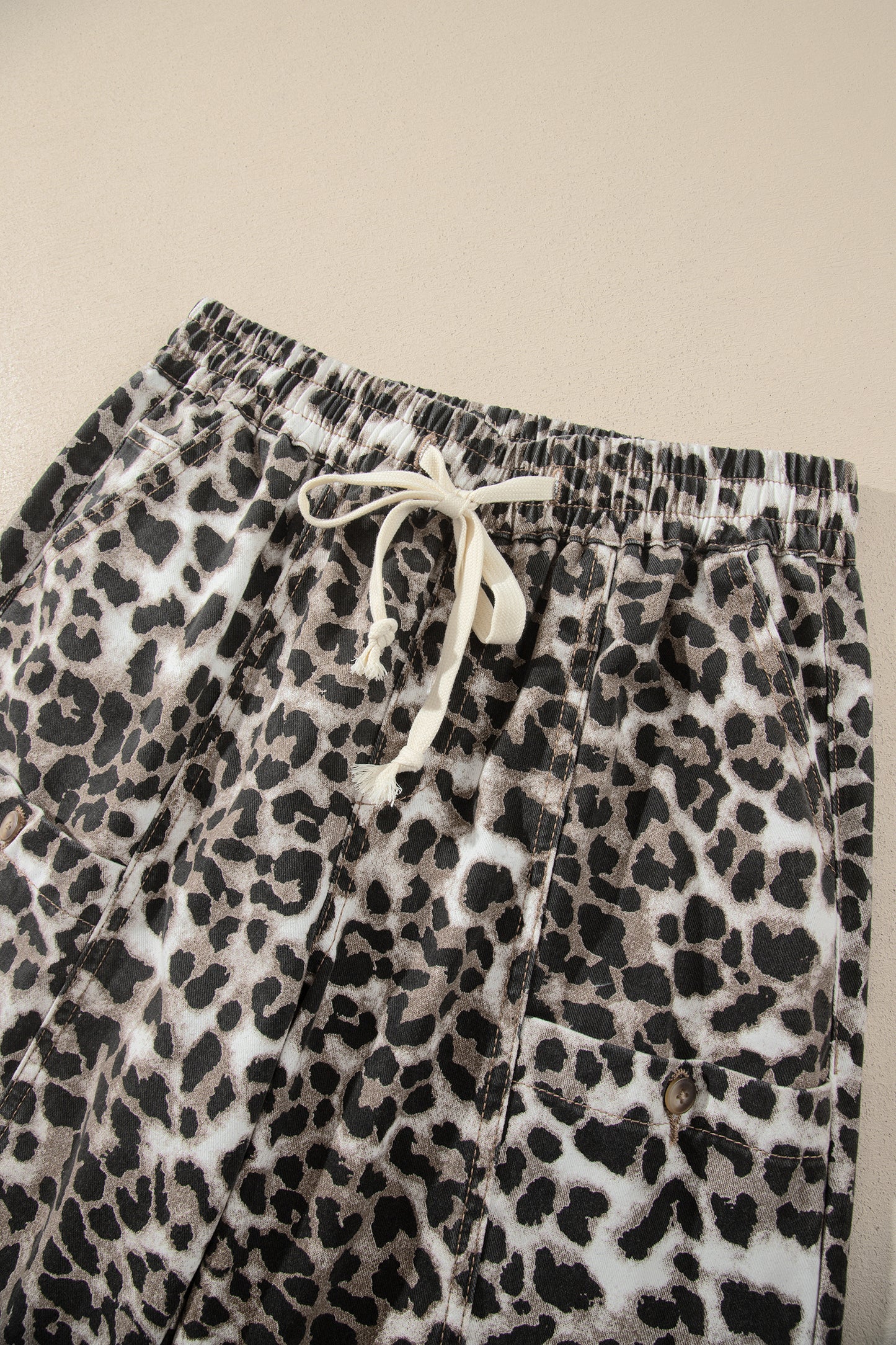 Leopard Print Drawstring Jogger Jeans