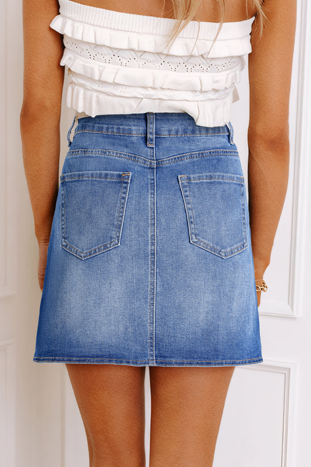 Wrapped  Denim Mini Skirt