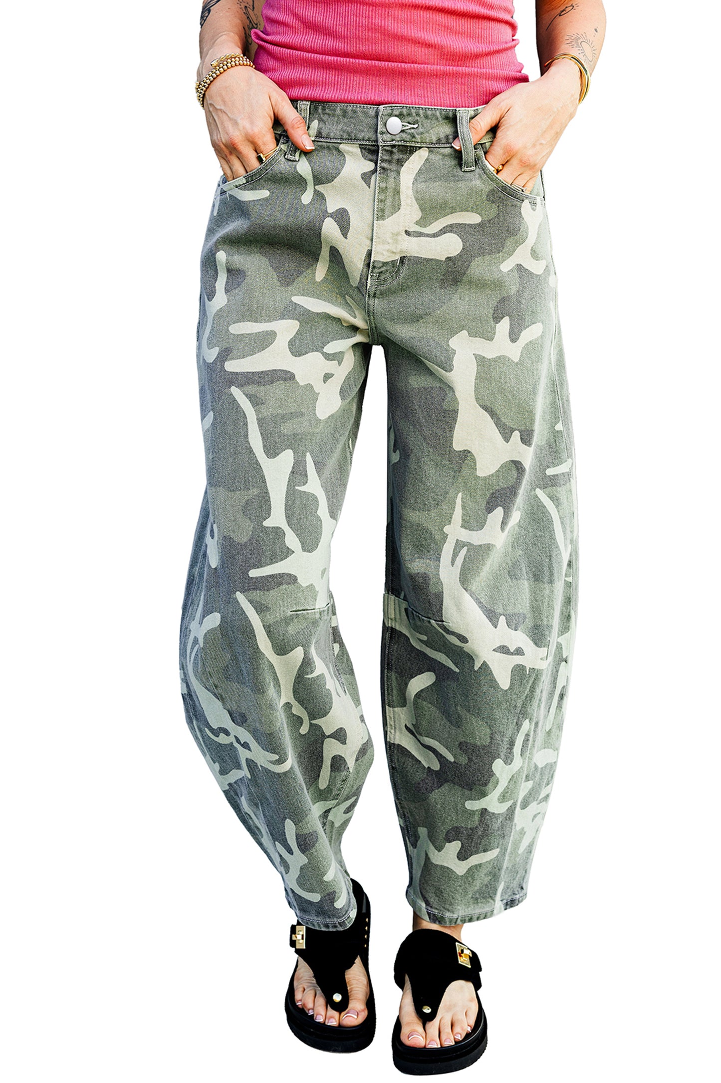 Camo Straight Ankle Jeans