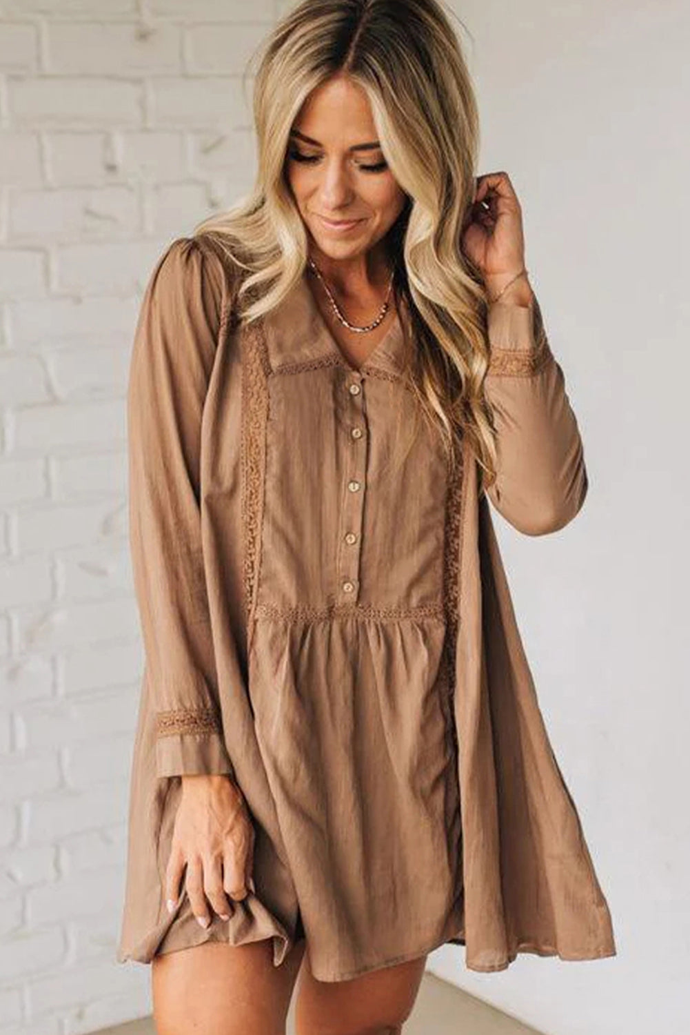 Peter Pan Collar Long Sleeve Mini Dress