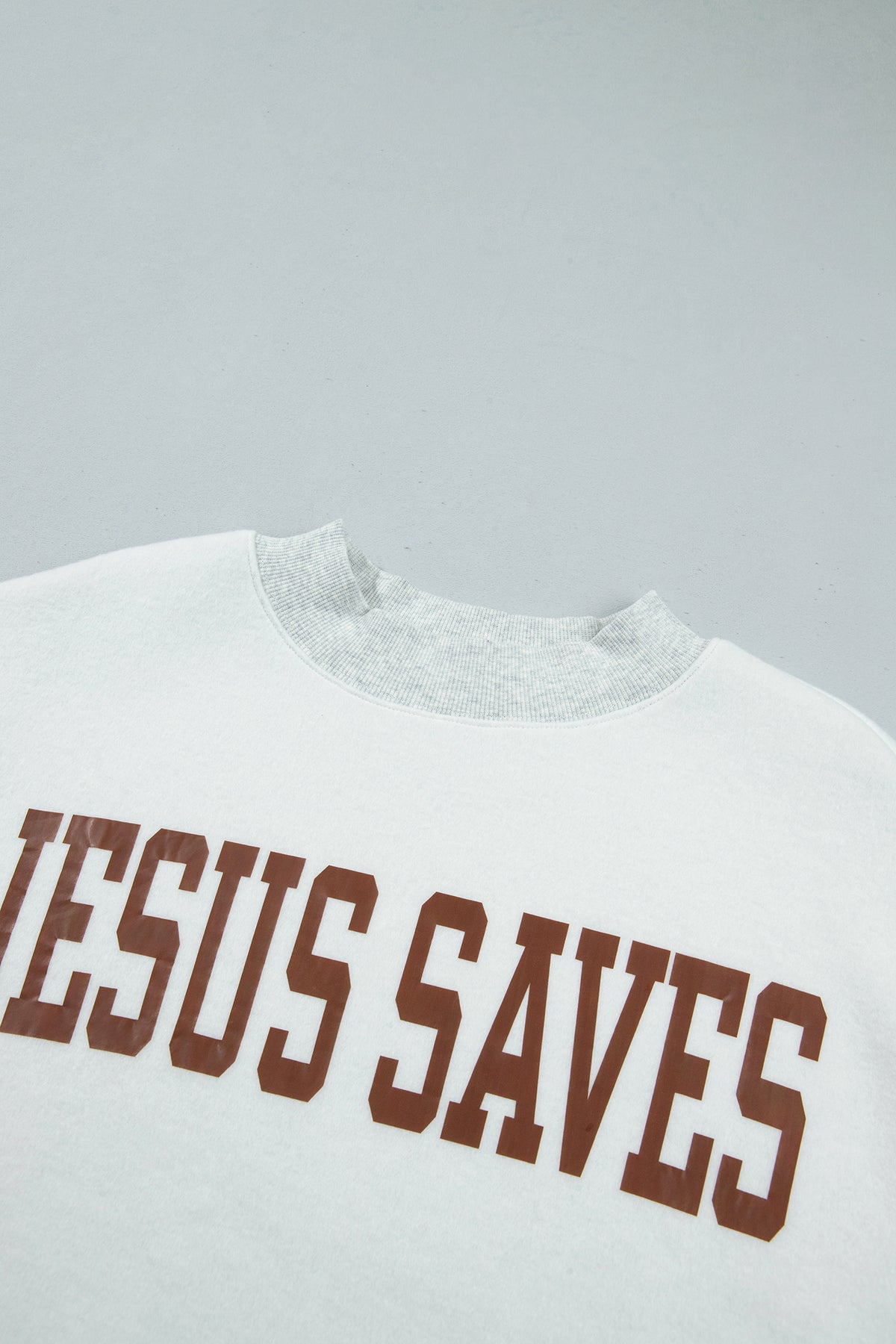 Reversible Christian Faith Print Mock Neck Pullover Sweatshirt