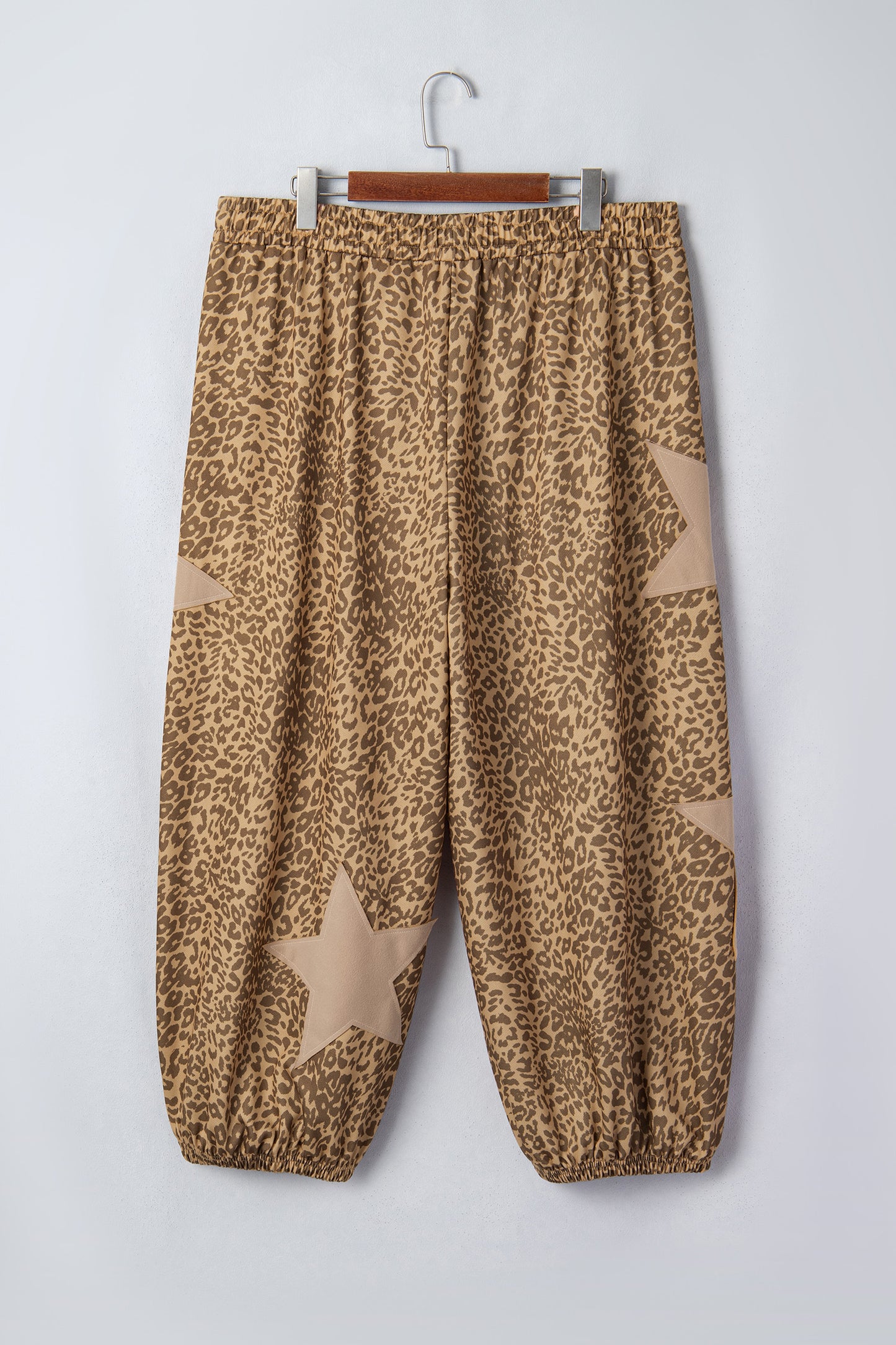 Leopard Print Western Star Patched Jogger Pants