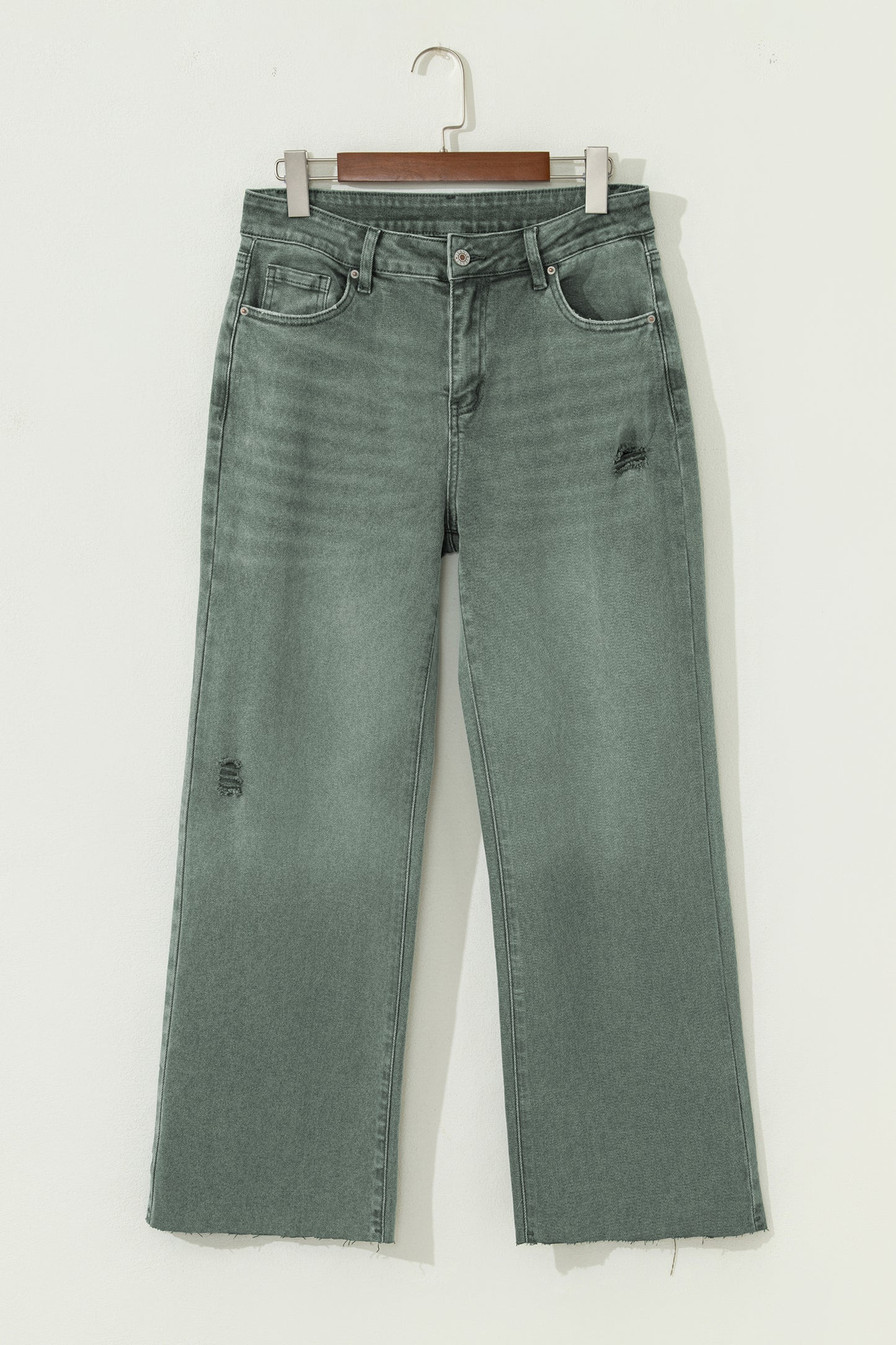 Distressed Raw Edge Wide Leg Jeans