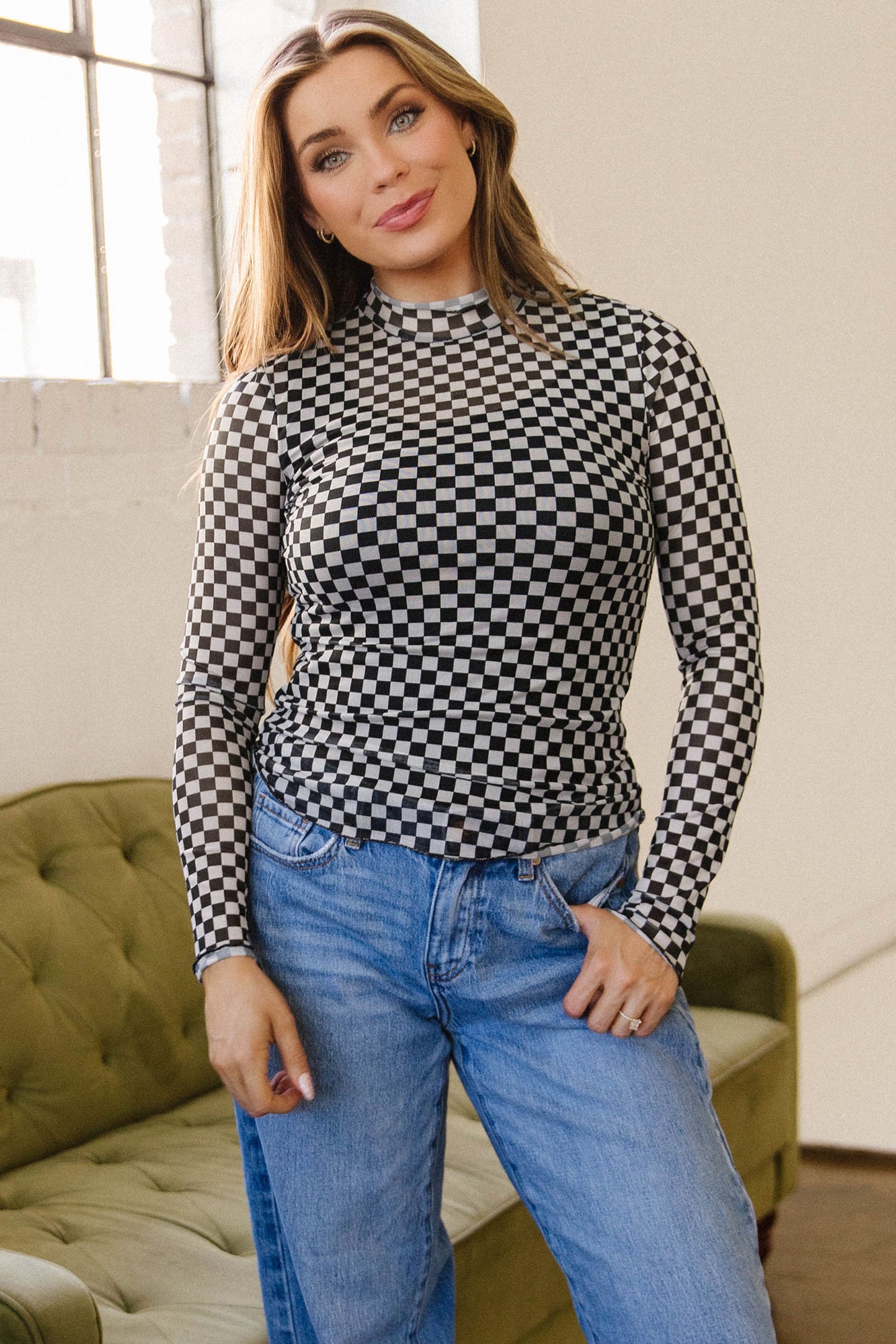 Long Sleeve Mesh Top