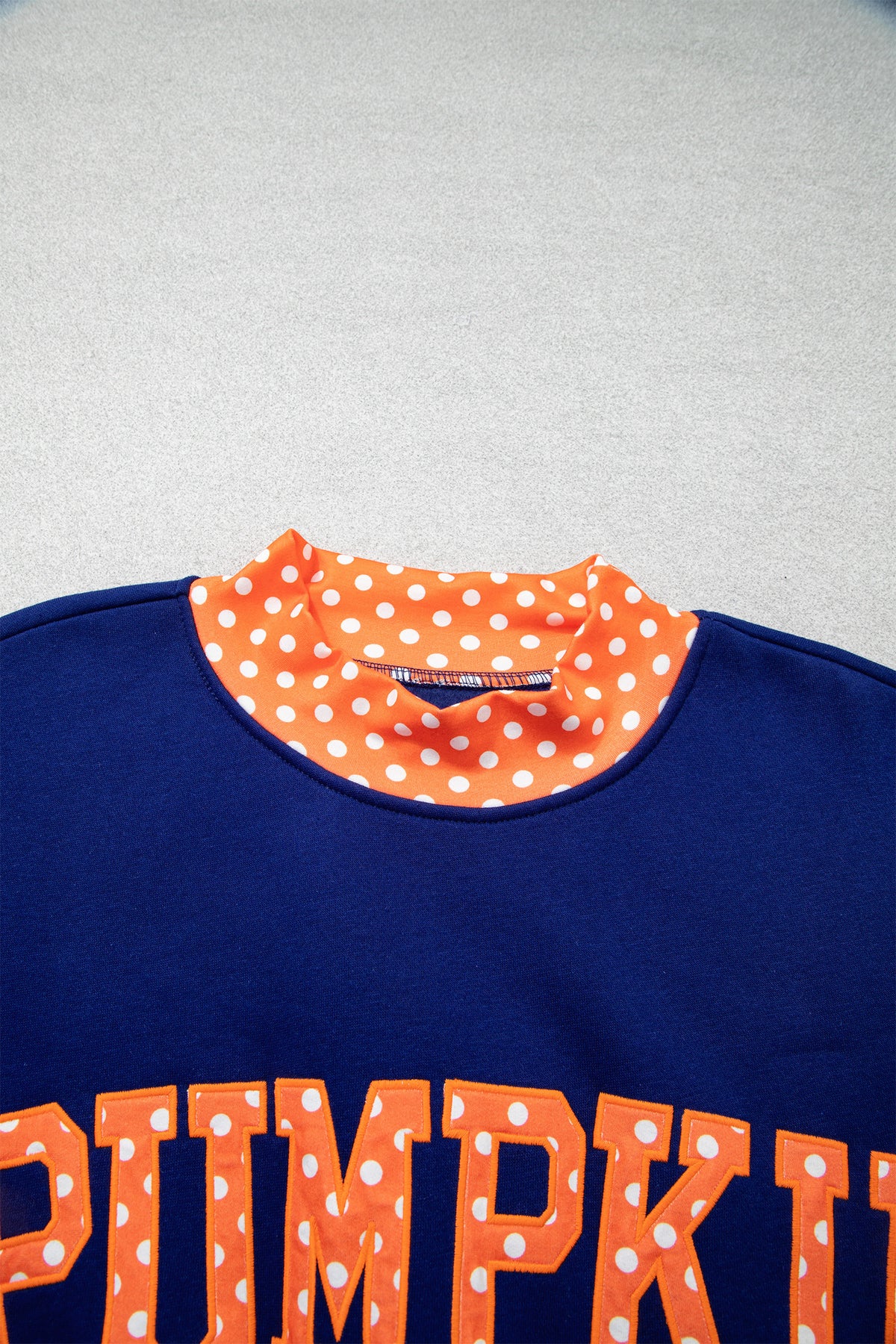 Polka Dot Letter Print Contrast Trim Mock Neck Sweatshirt