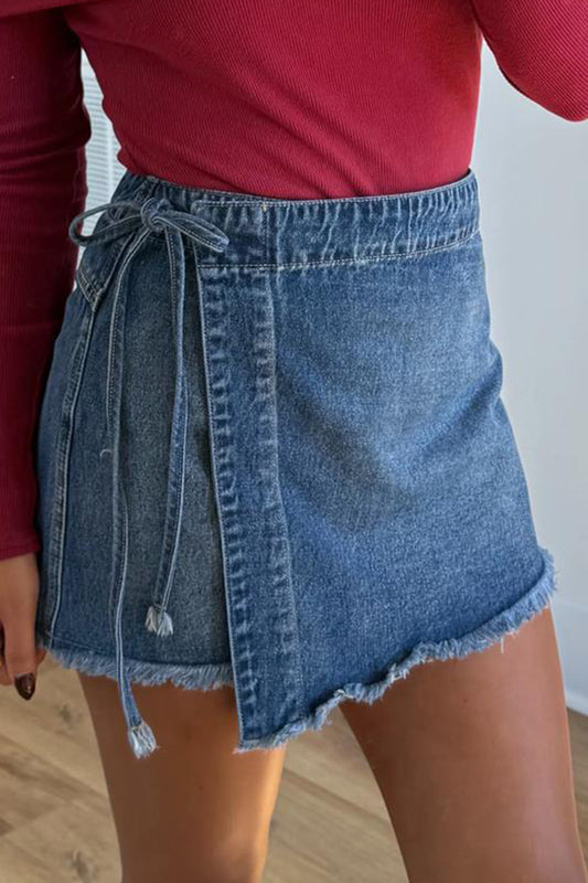 Wrapped Tied Denim Skort
