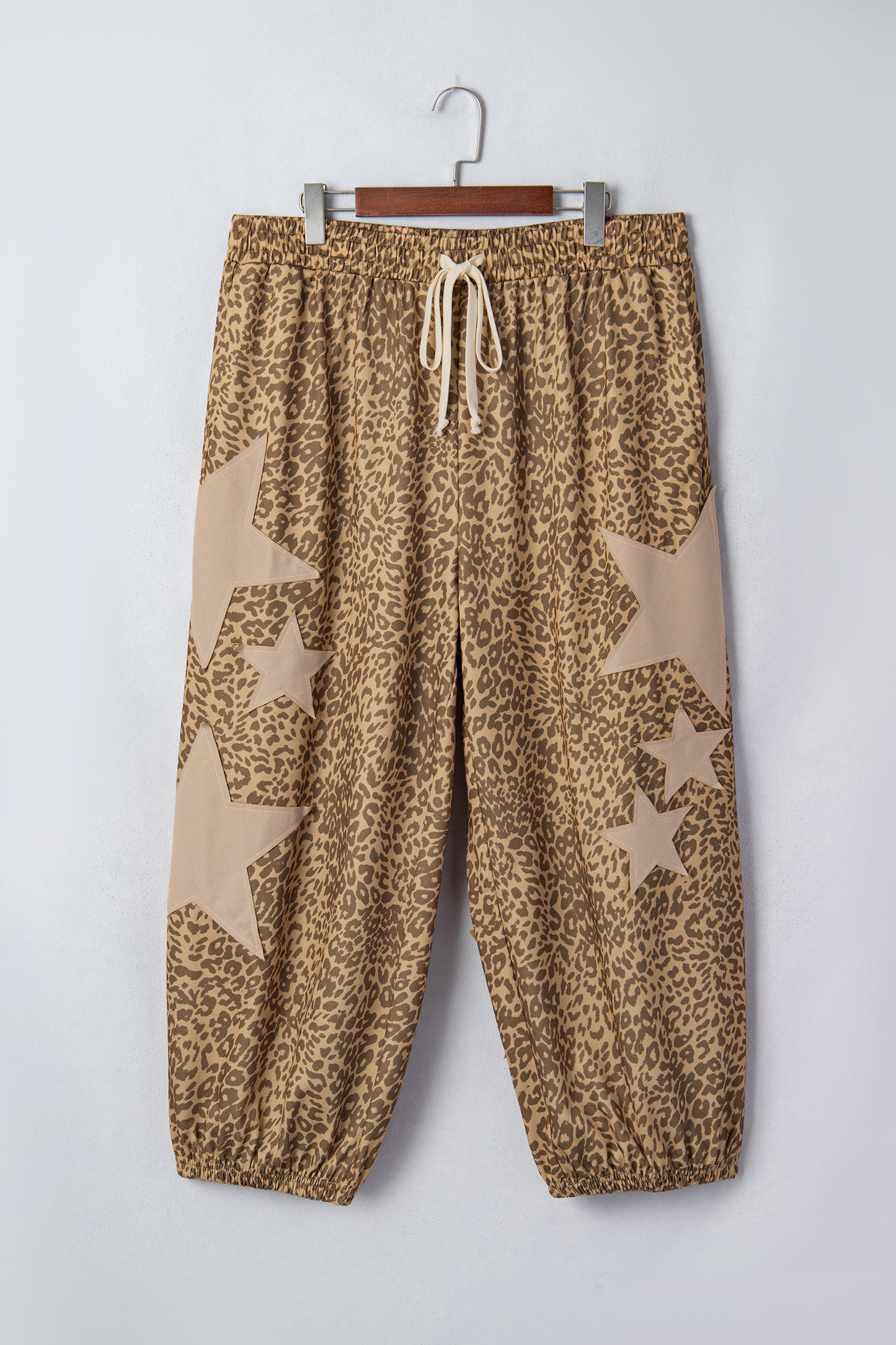 Leopard Print Western Star Patched Jogger Pants