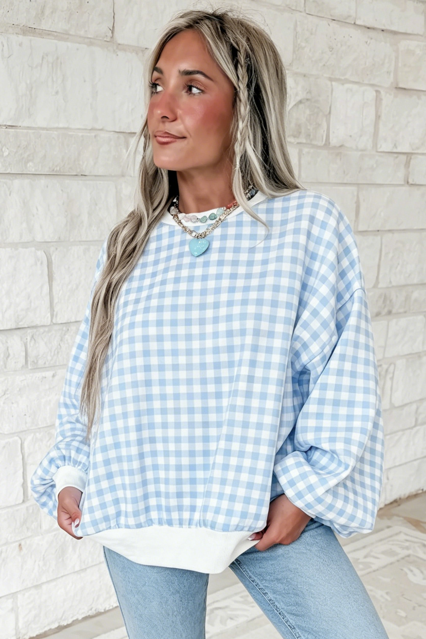 Plaid  Long Sleeve Sweatshirt