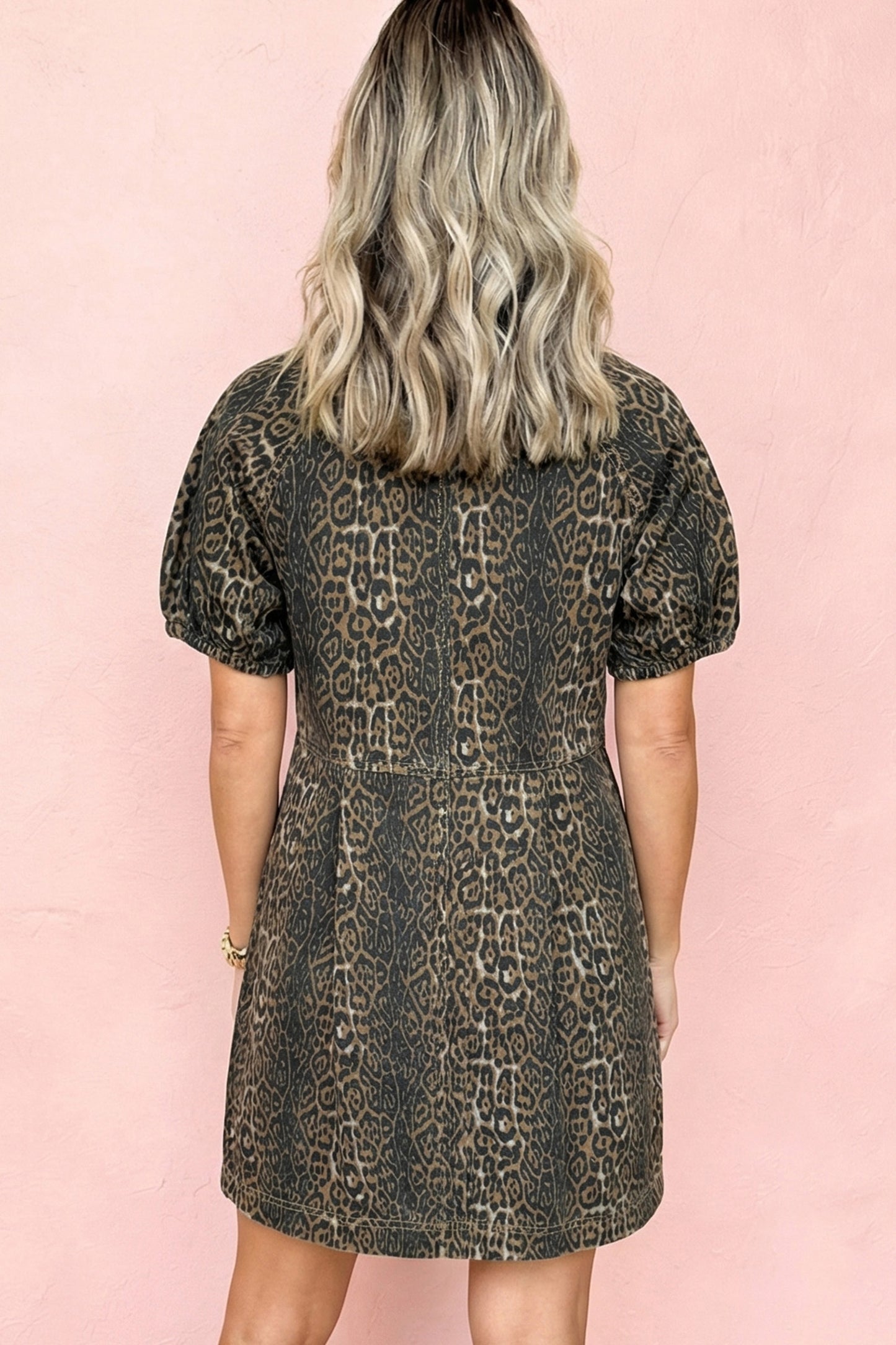 Leopard  Denim Mini Dress