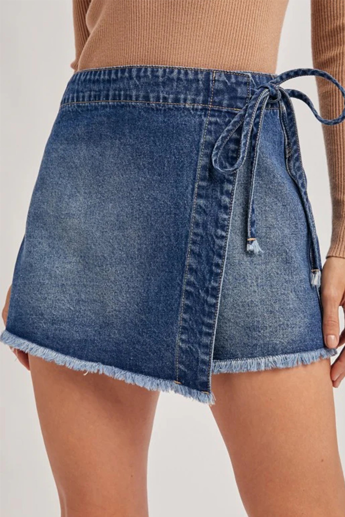 Wrapped Tied Denim Skort