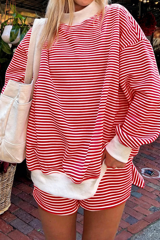 Oversize Mock Neck Sweatshirt and Shorts Set