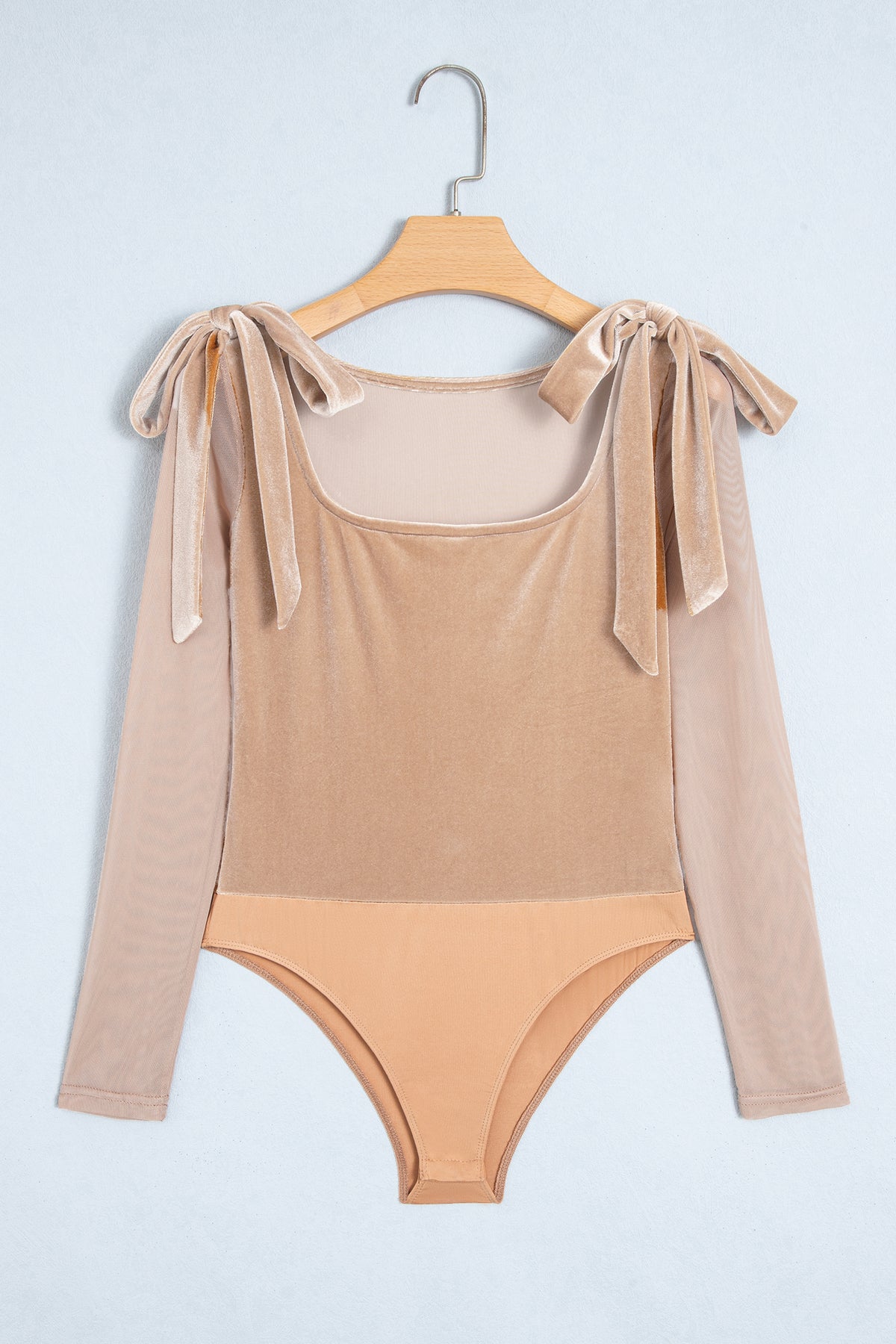 Beige Velvet Bodysuit