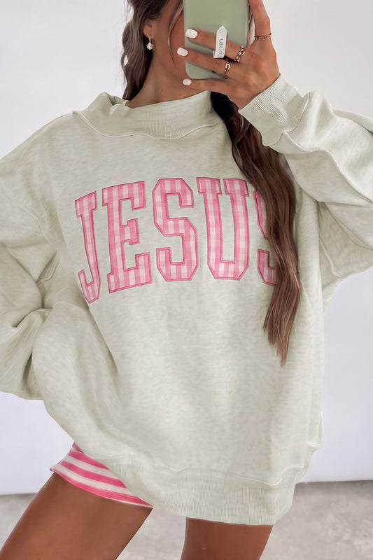High Neck Polka Dot Baggy Sweatshirt