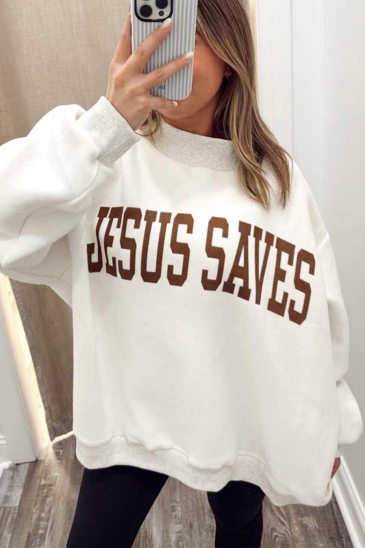 Reversible Christian Faith Print Mock Neck Pullover Sweatshirt
