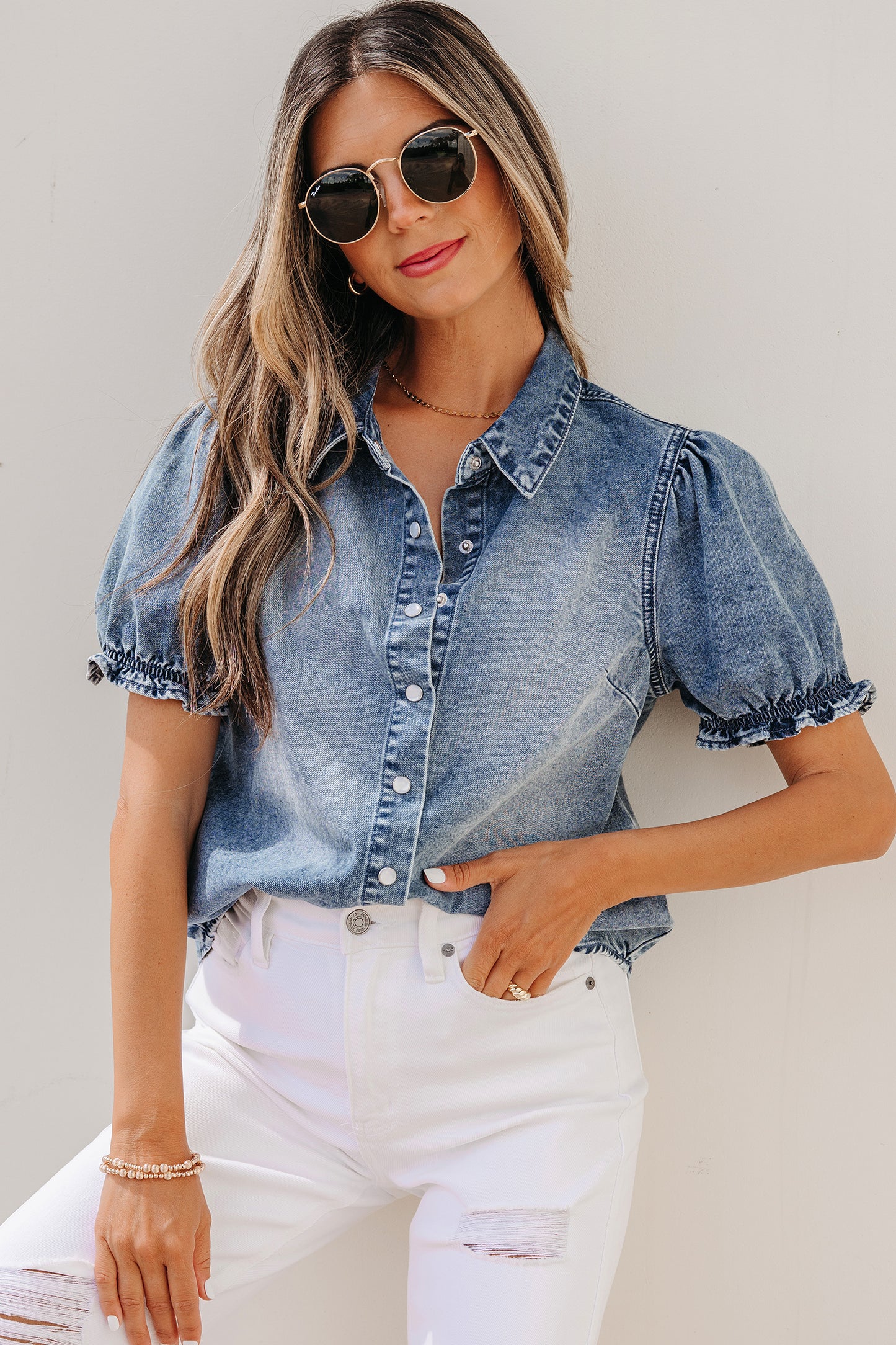 Snap Button Denim Shirt