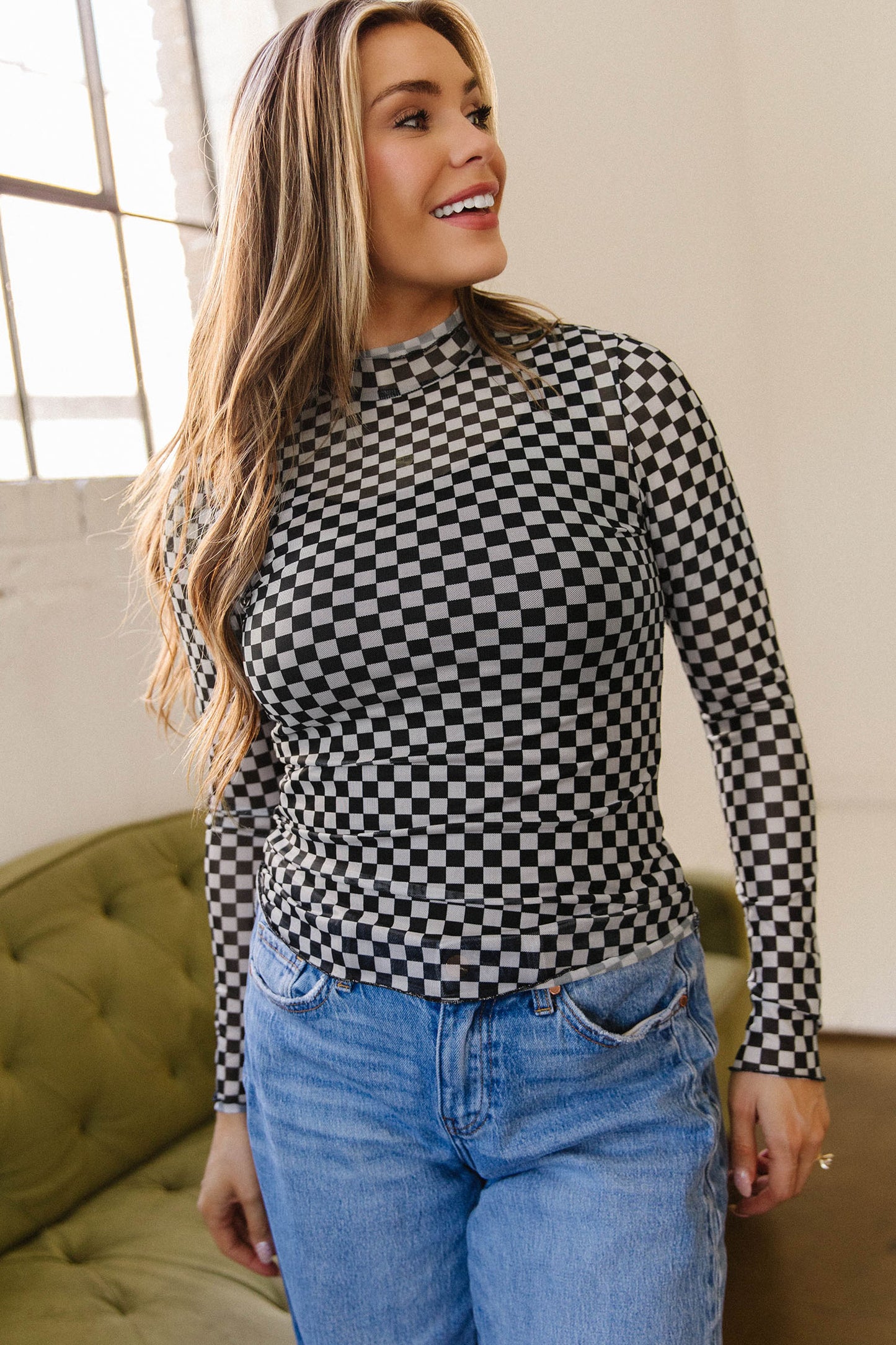 Long Sleeve Mesh Top