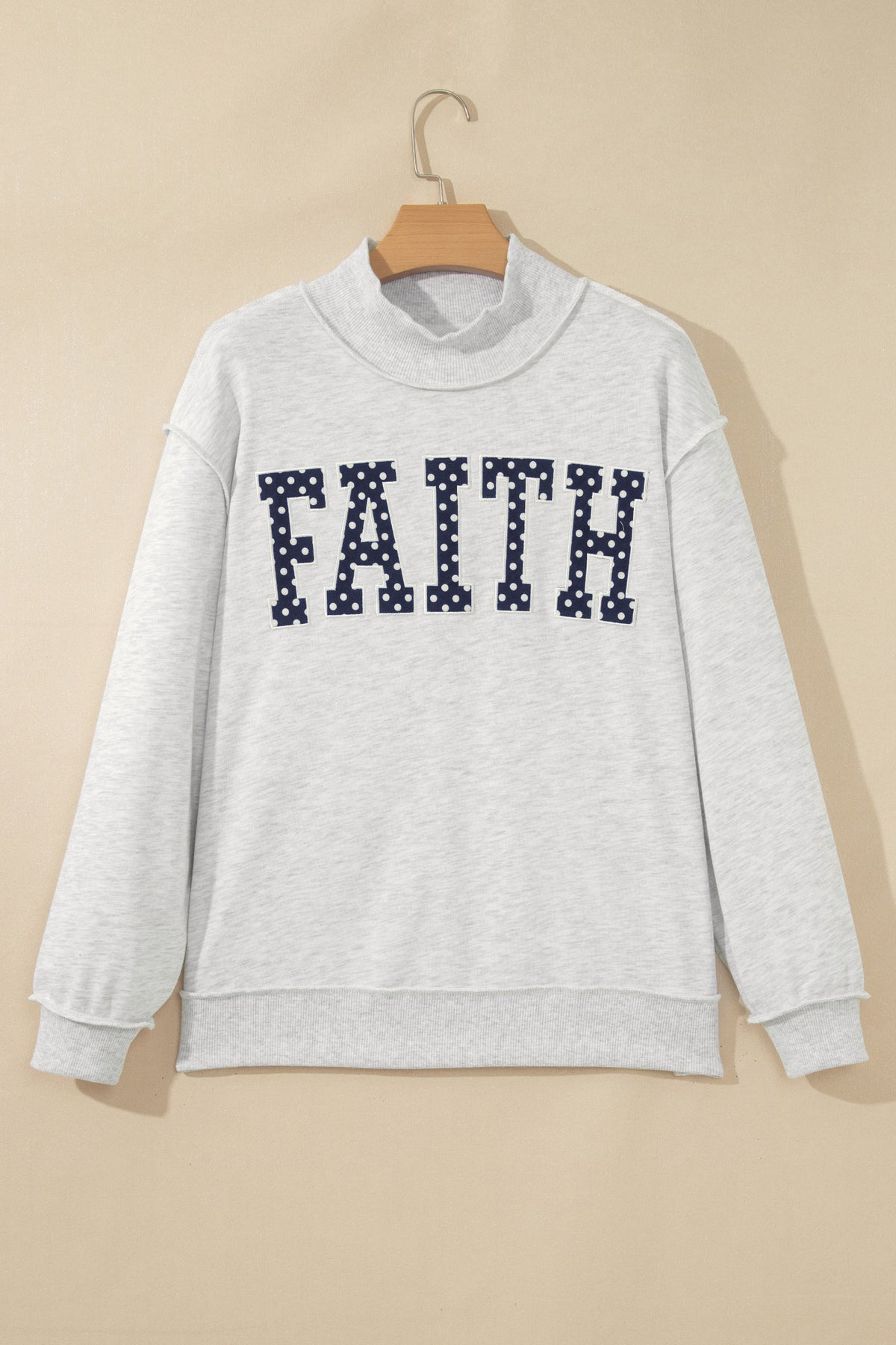 High Neck Polka Dot Baggy Sweatshirt