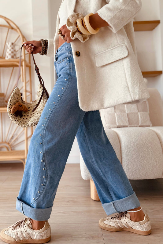 Side Seam Rivet Ankle Jeans
