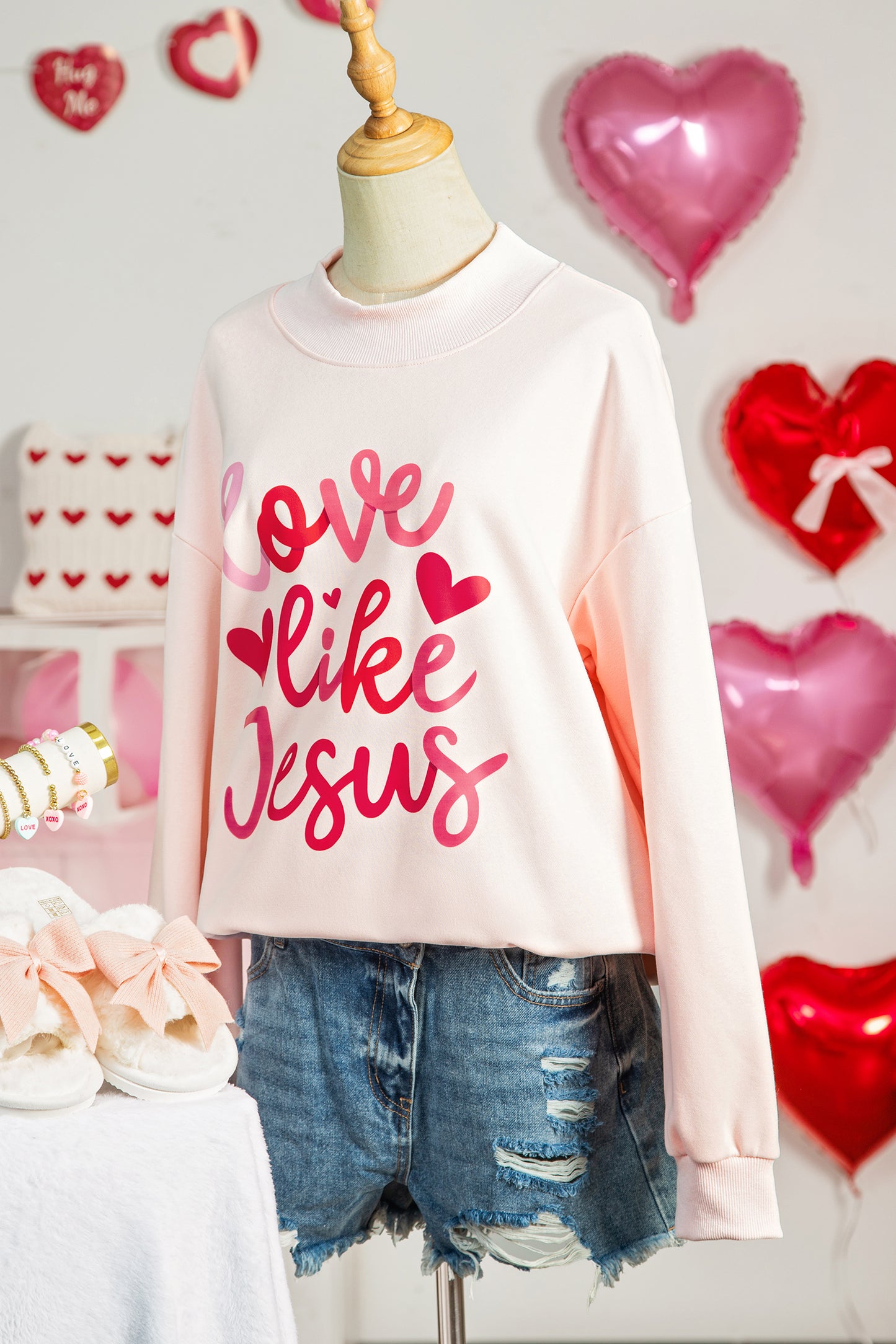 love like Jesus  Mock Neck Sweatshirt