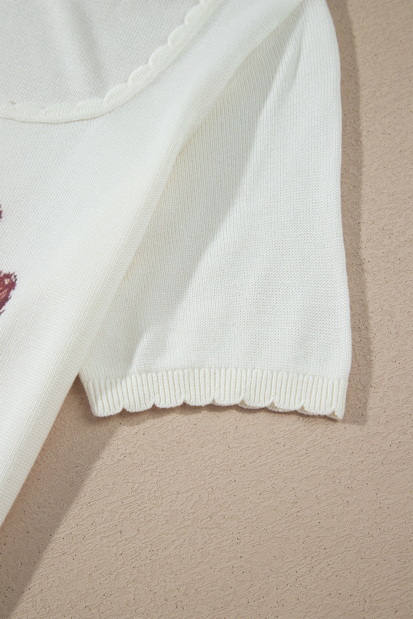 Floral Short Sleeve Knit Sweater