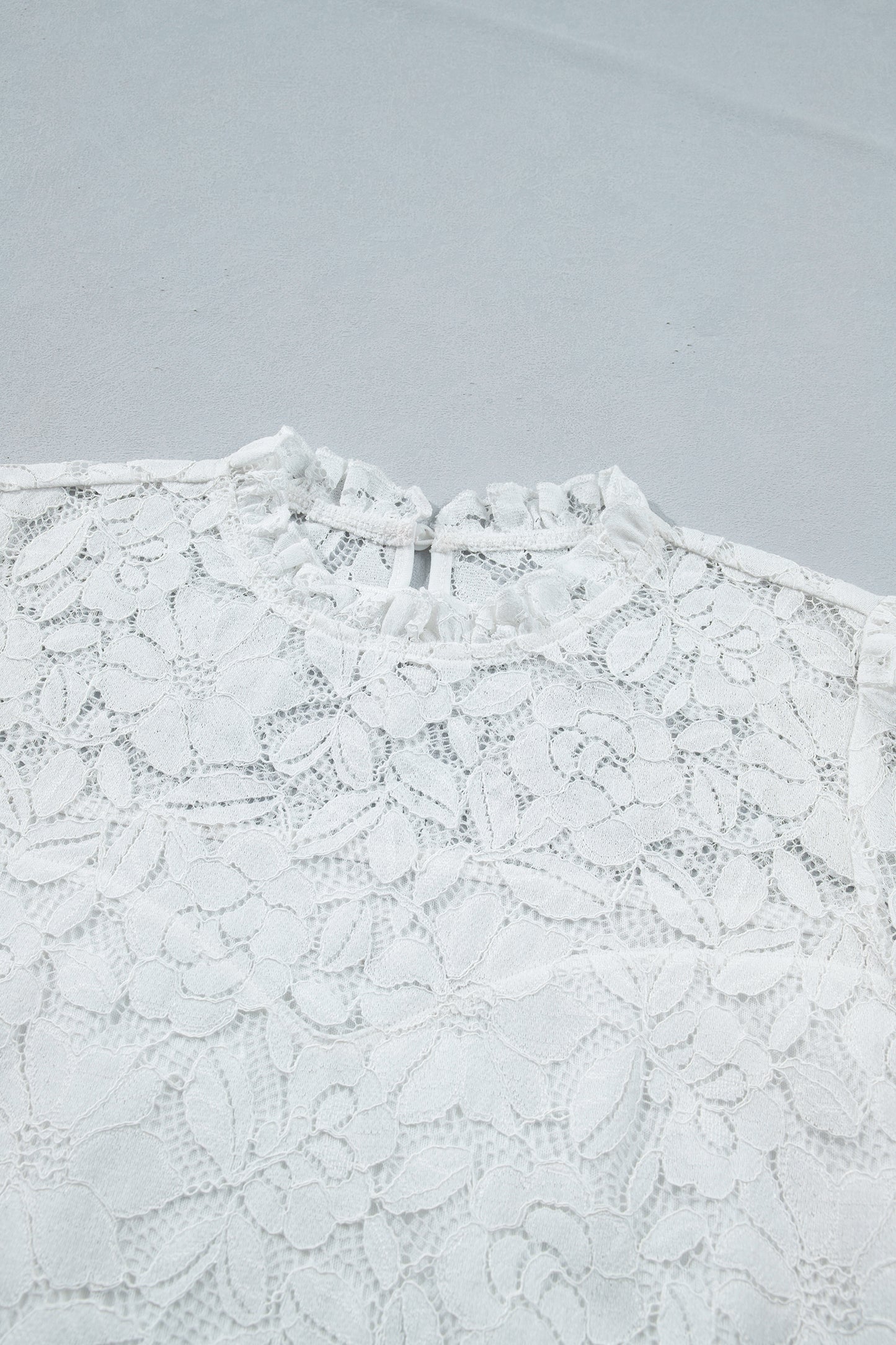 Ruffled Sheer Lace Blouse