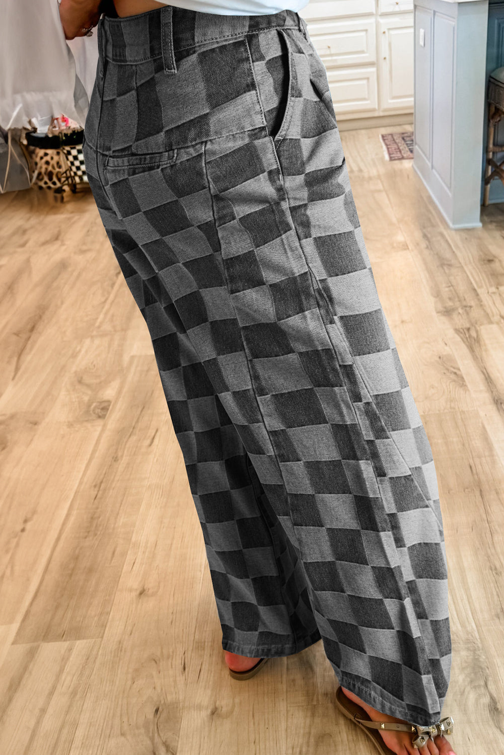 Dark Grey Checkered  Jeans