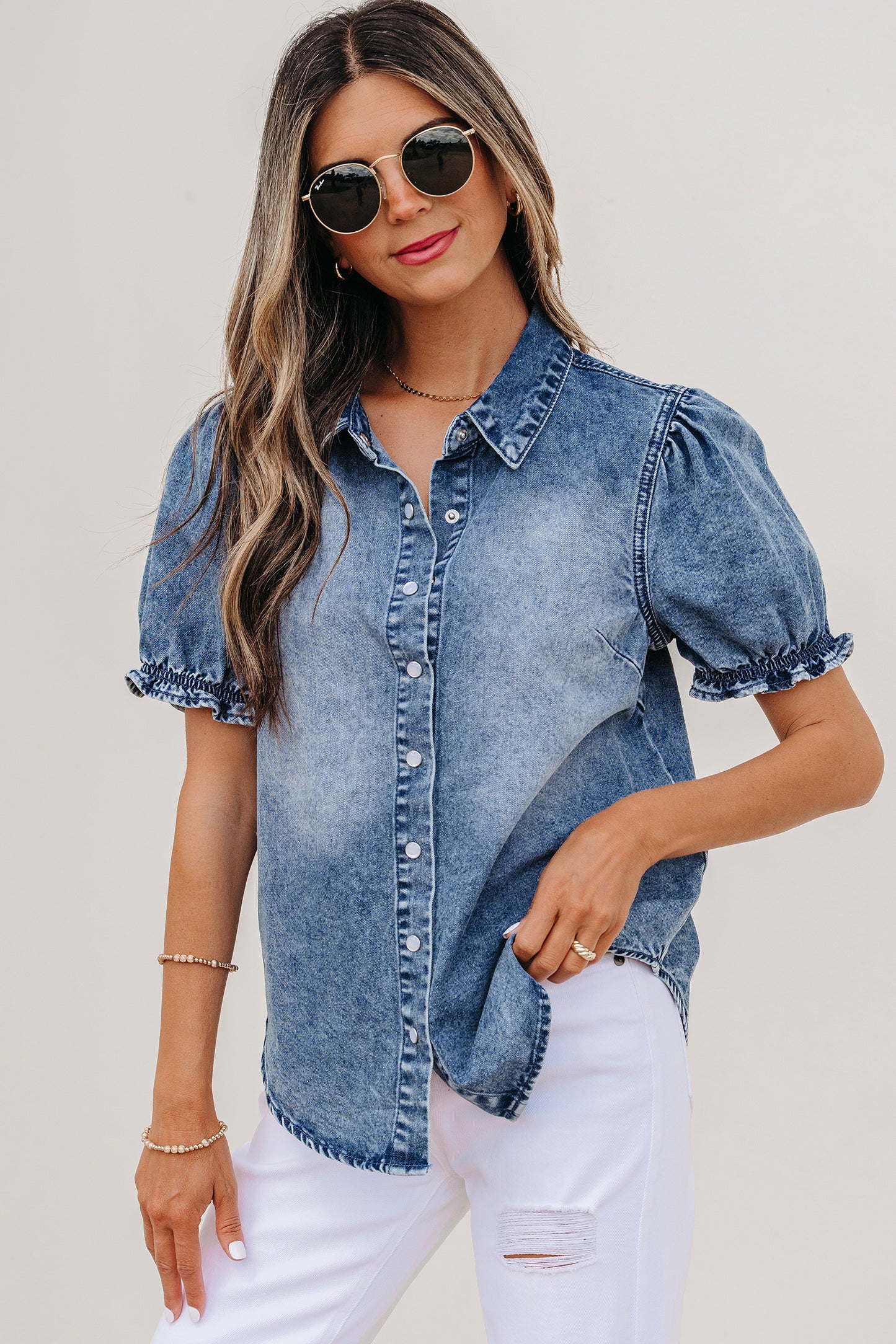 Snap Button Denim Shirt