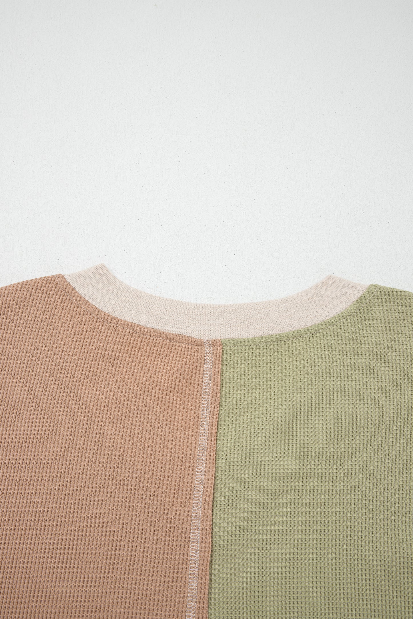 Patchwork V Neck Long Sleeve Top