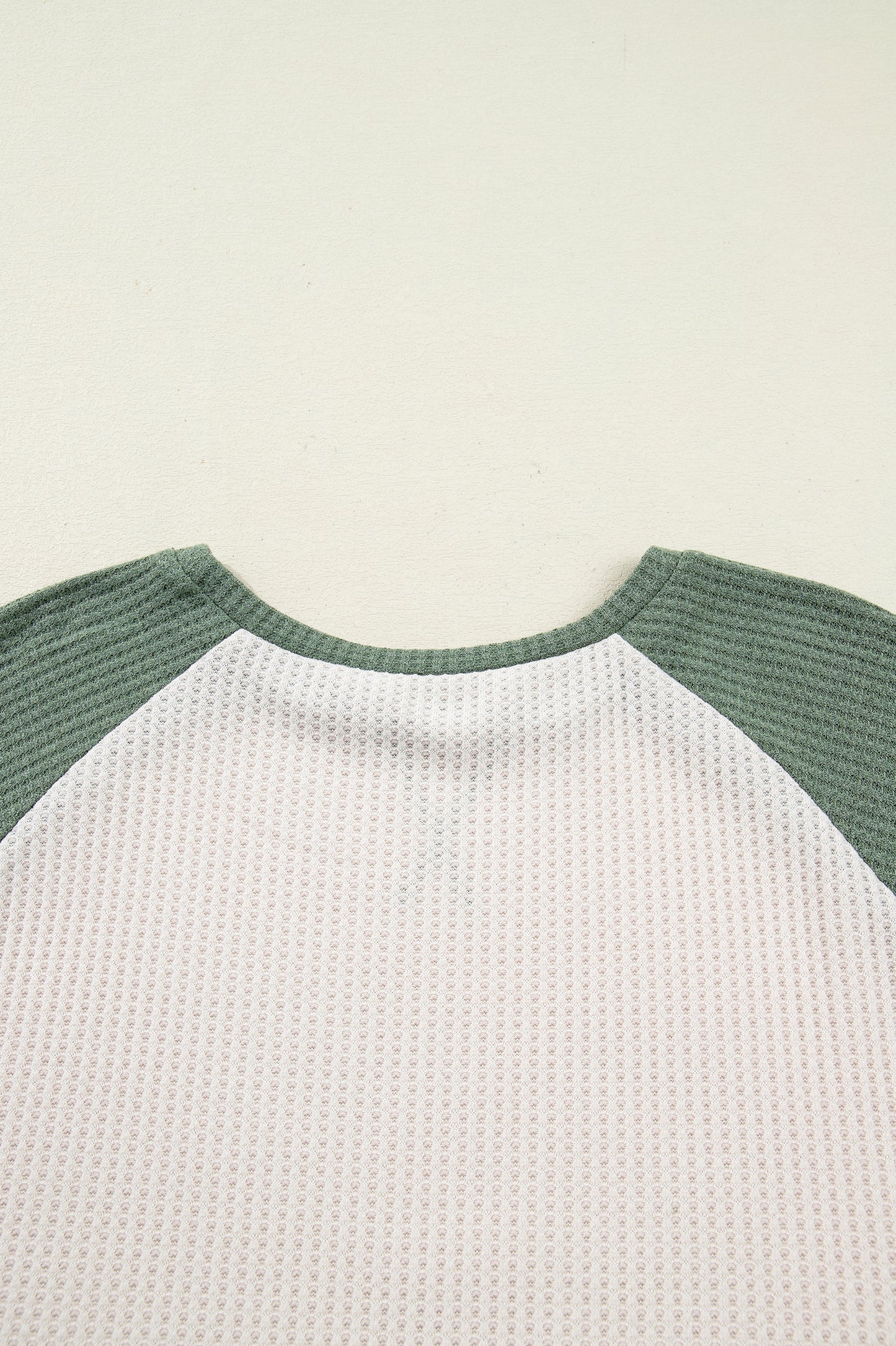 Waffled Color Block Long Sleeve Top