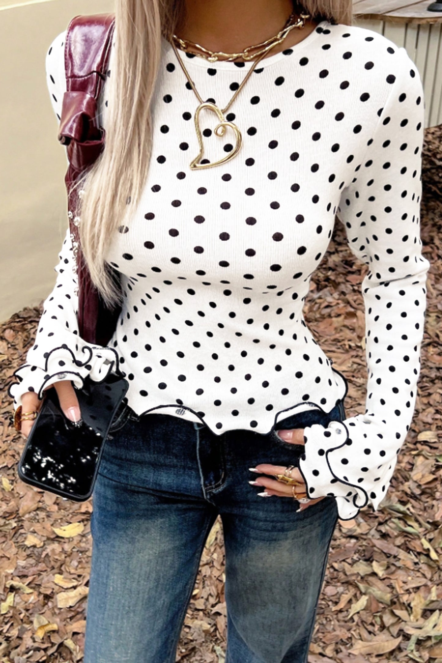 Polka Dot Long Sleeve Top