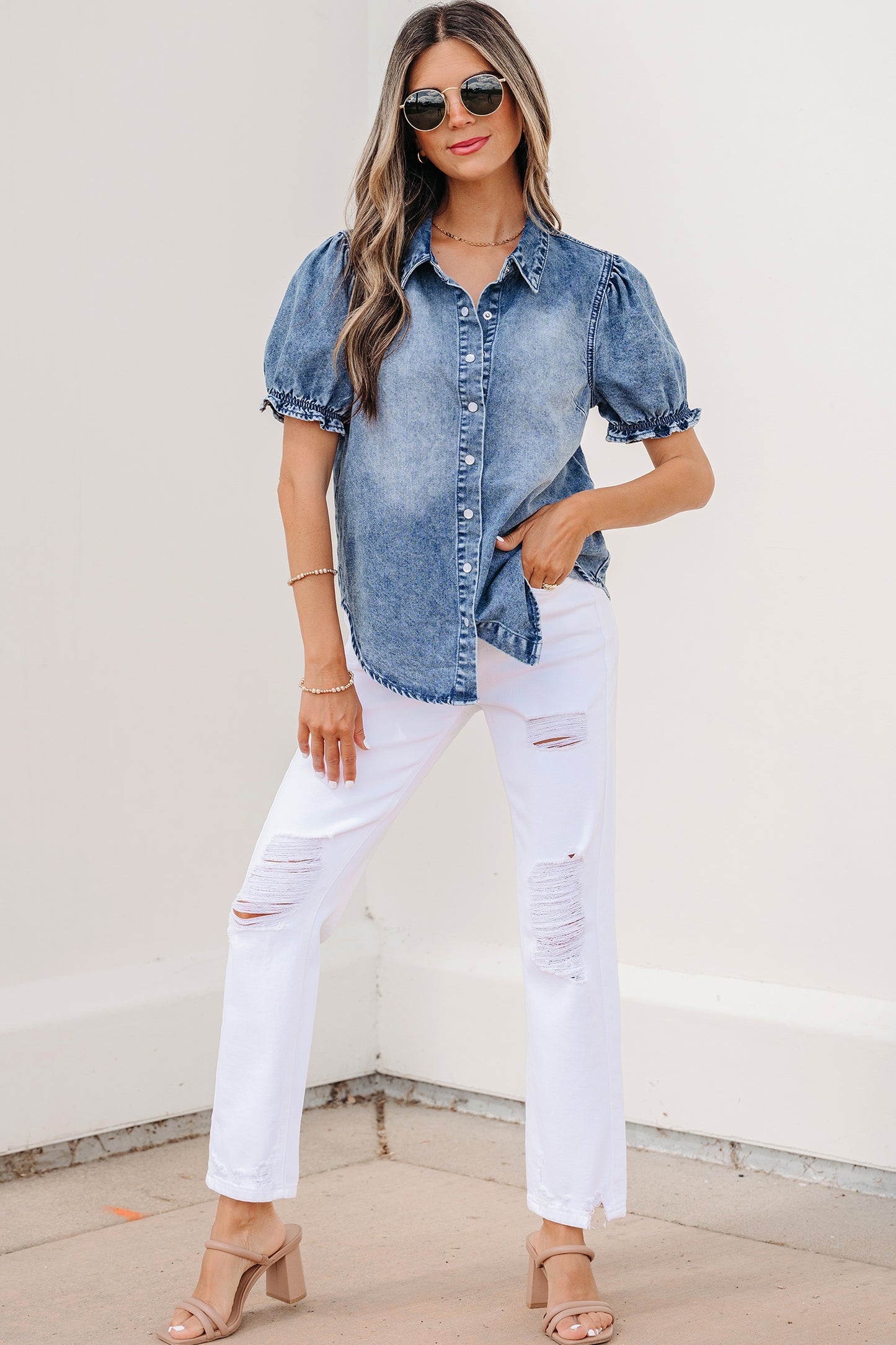 Snap Button Denim Shirt