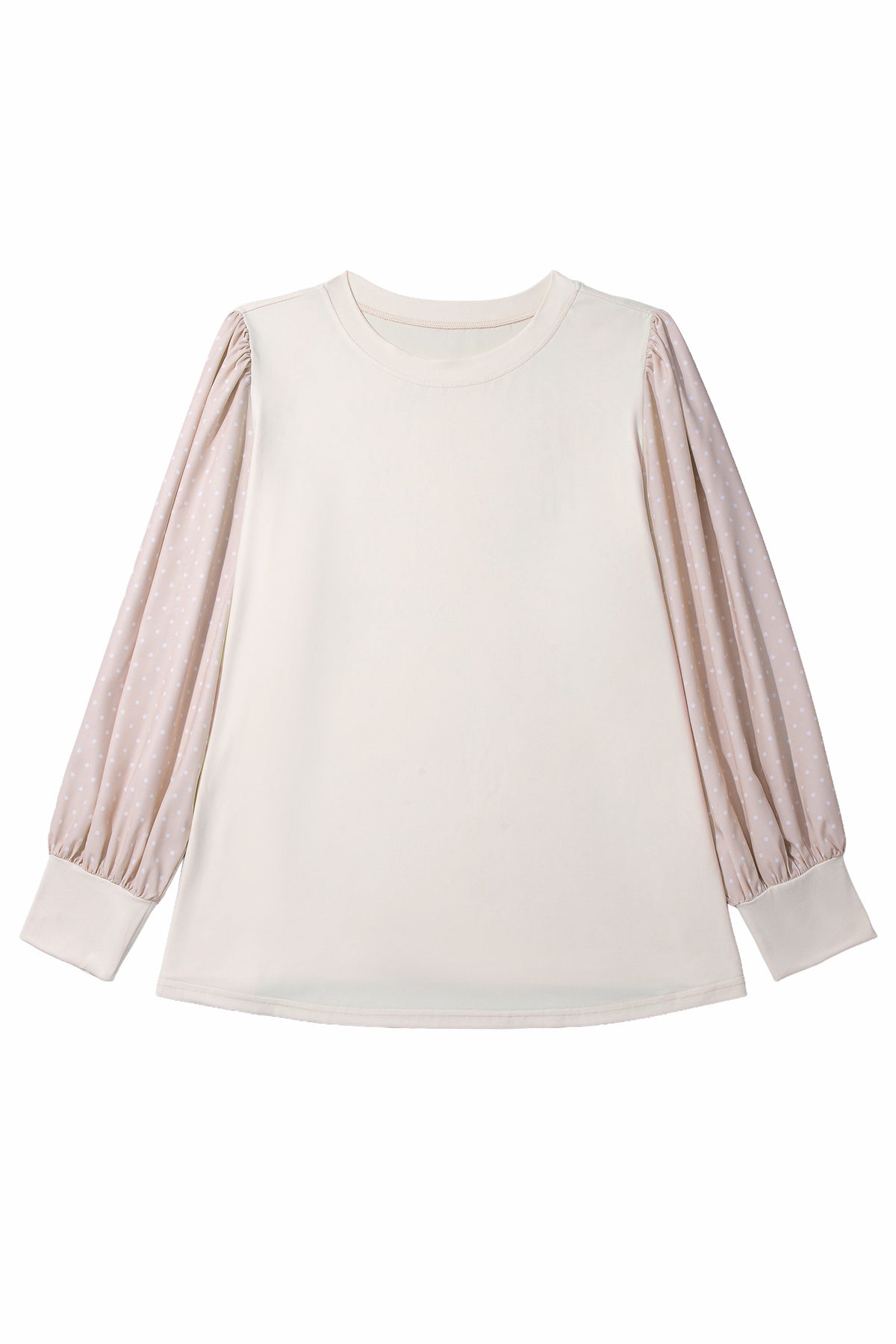 Polka Dot Long Sleeve Round Neck Plus Size Blouse