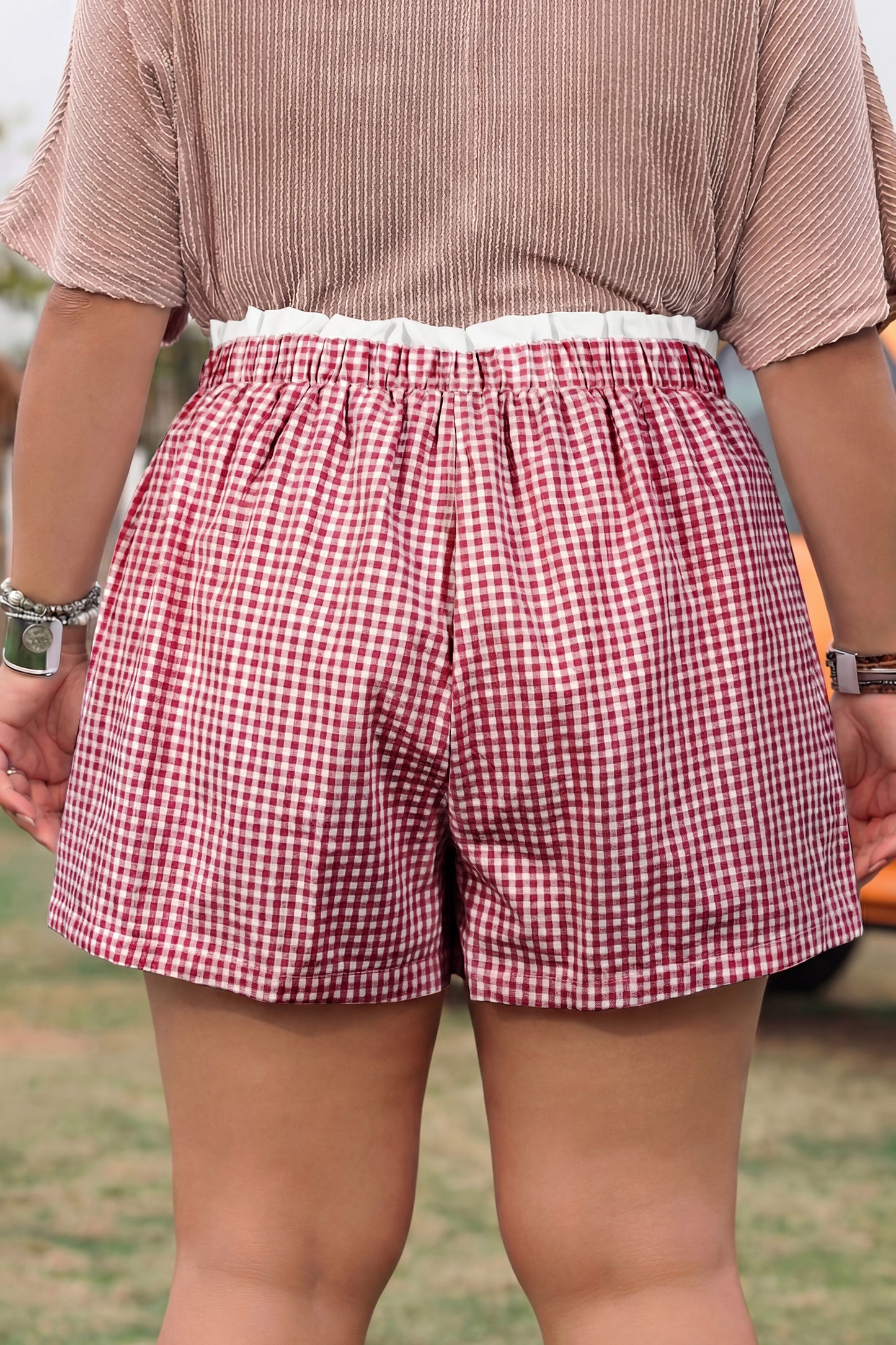 Plaid Print Plus Size Shorts